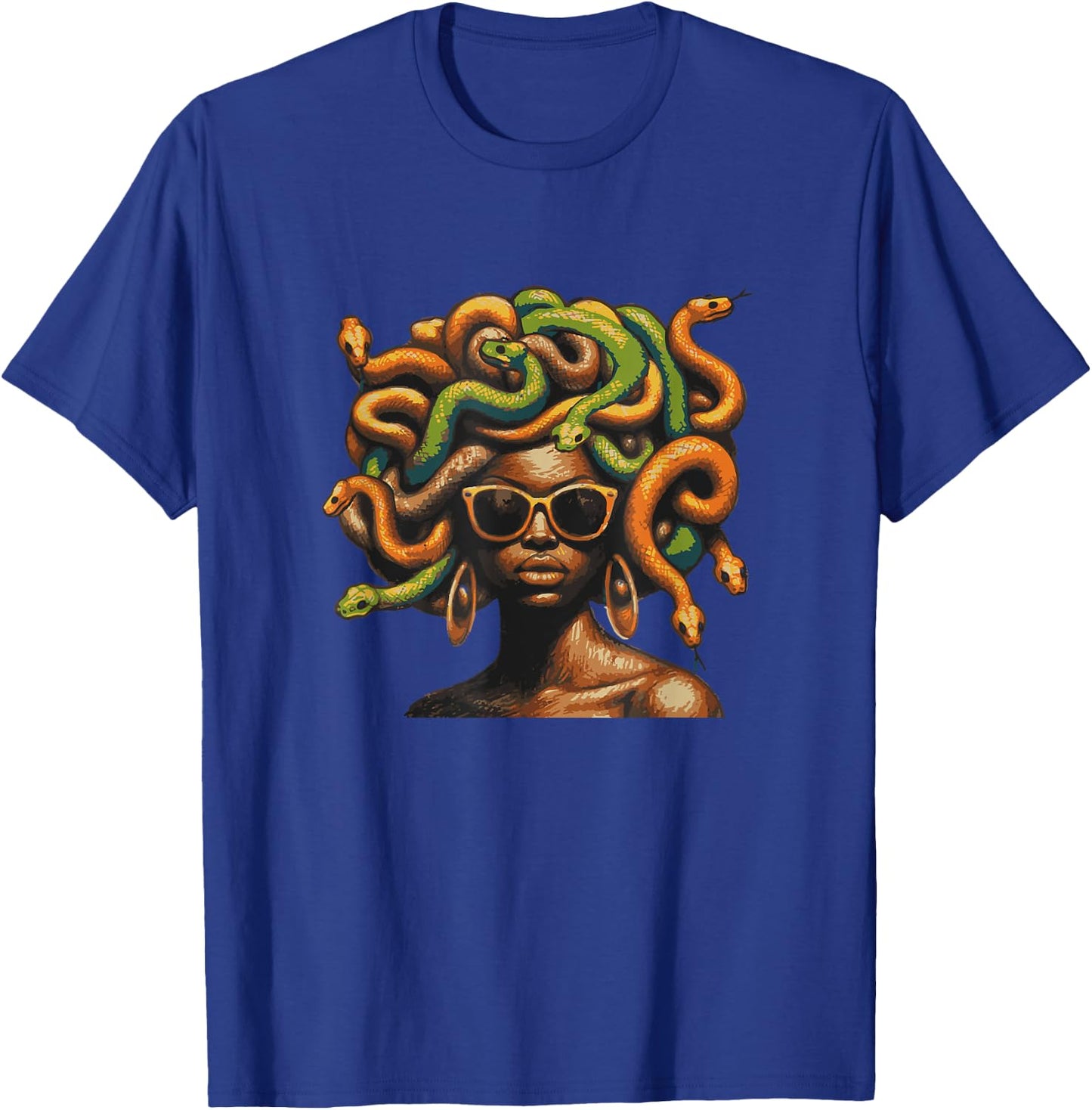 Afro Black Melanin Skin Tone with Medusa Snake Hairstyle T-Shirt - T-Shirt | Royal