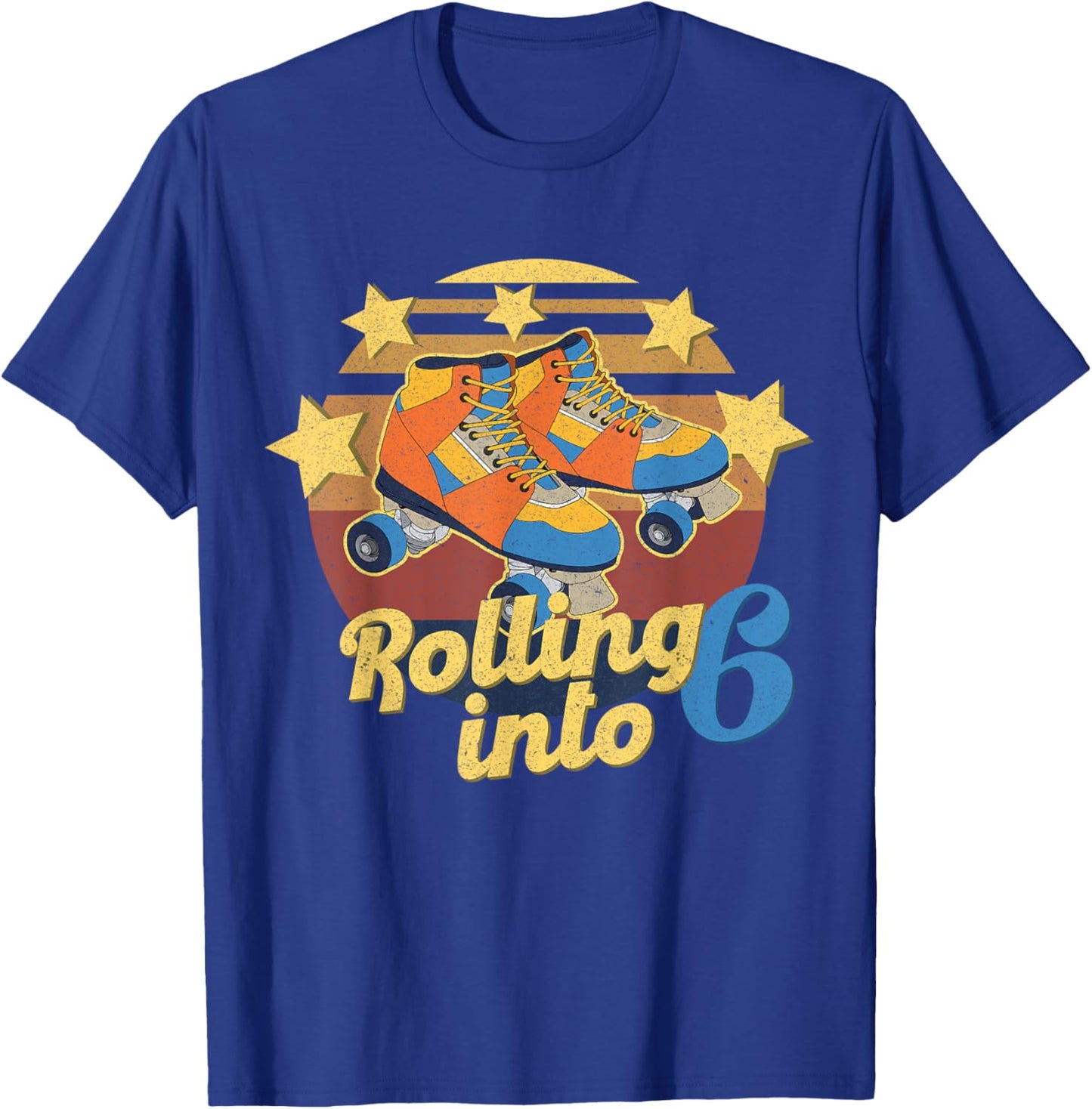 Rolling Into 6 Years 6th Birthday I'm Turning 6 Roller Skate T-Shirt - T-Shirt | Royal