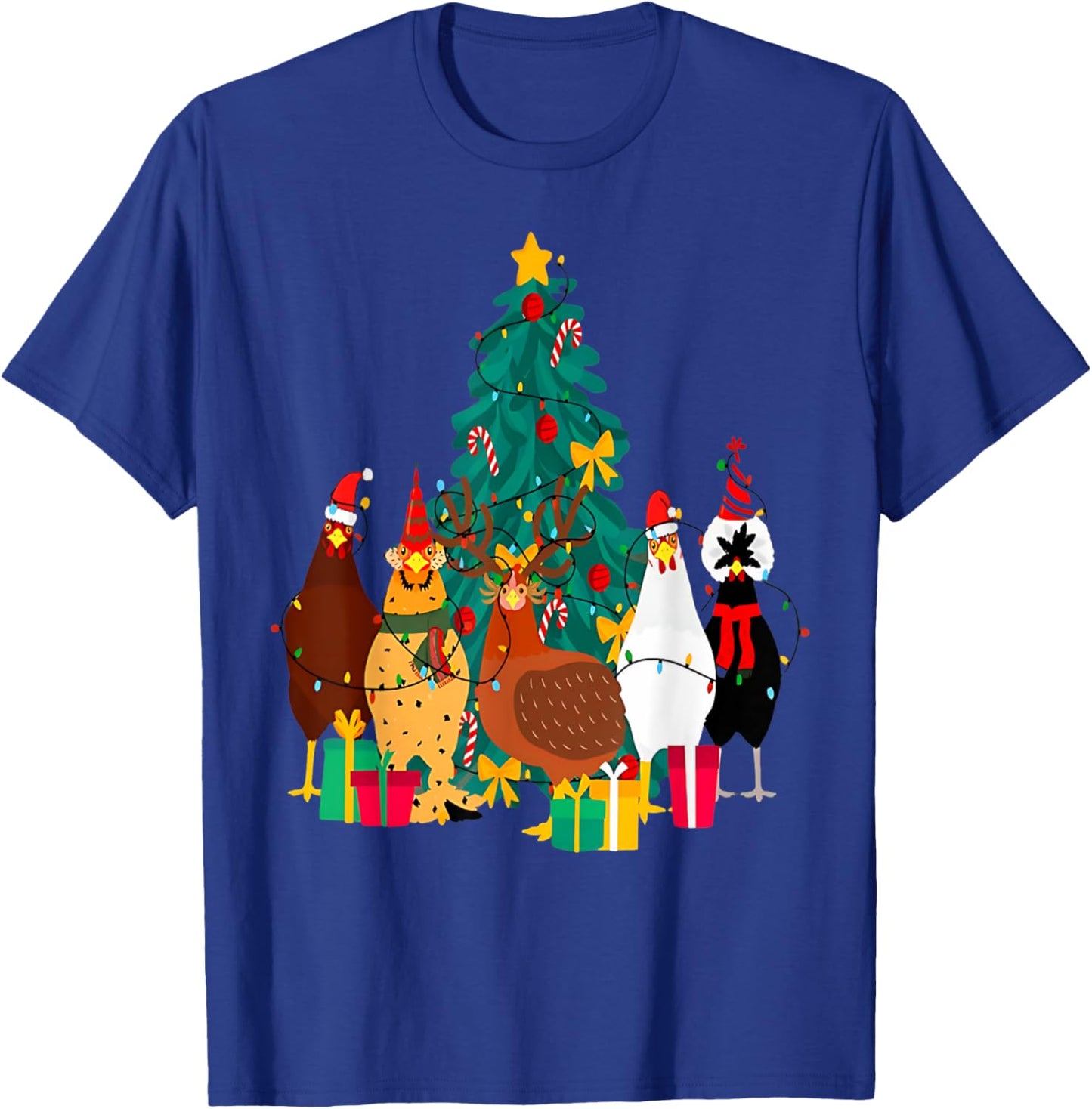 Cute Christmas Chickens Santa Farm Chickens Animals Pajamas T-Shirt - T-Shirt | Royal