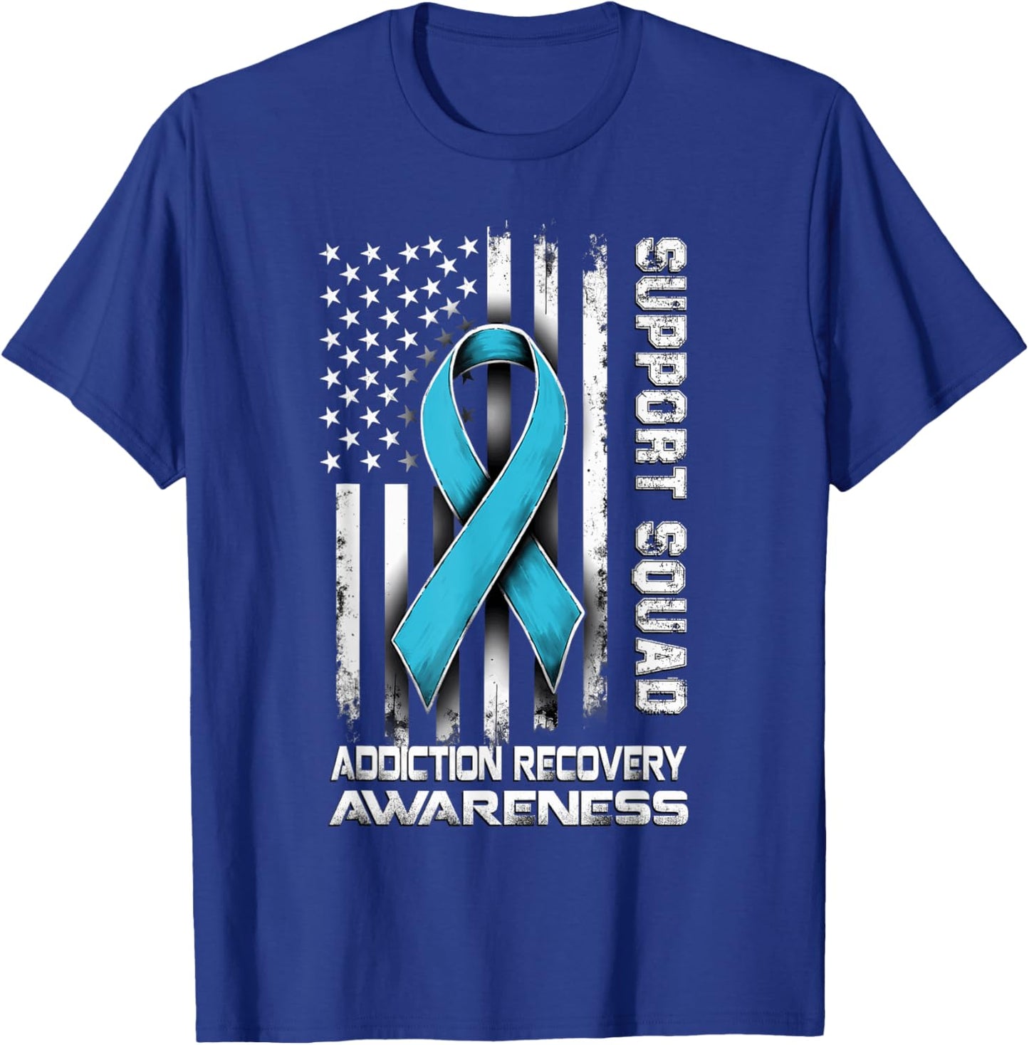 Retro Support Squad Addiction Recovery Awareness T-Shirt - T-Shirt | Royal