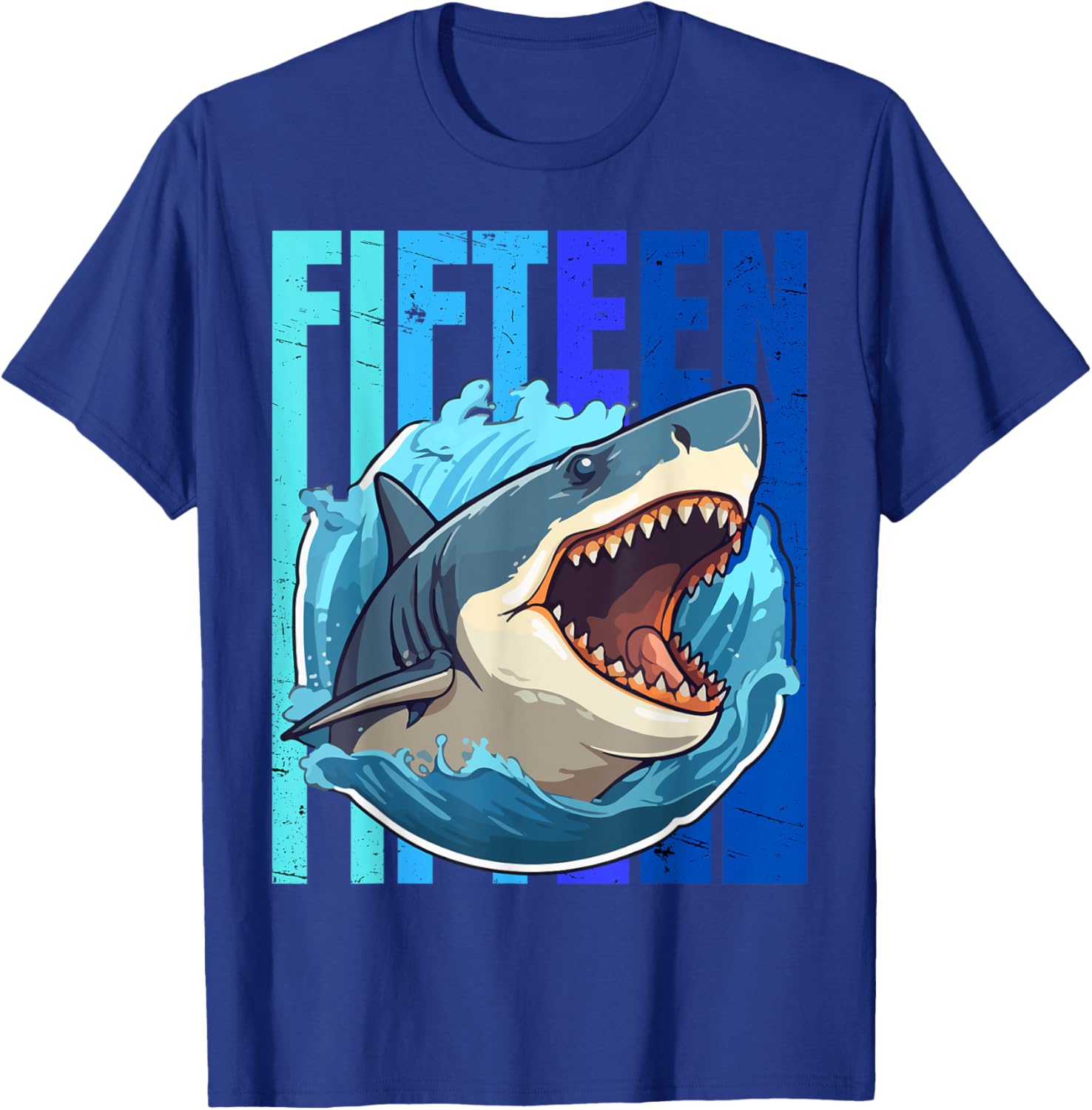 15 Year Old - 15th Birthday Boy Shark T-Shirt - T-Shirt | Royal