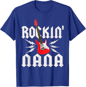 Nana Rockin One Birthday Family Matching Rock Guitar T-Shirt - T-Shirt | Royal