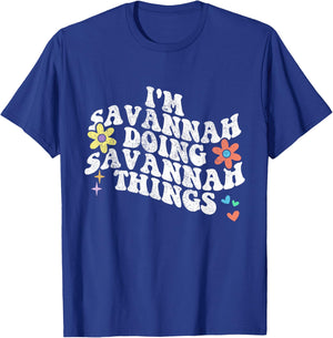 Groovy Im SAVANNAH Doing SAVANNAH Things Funny Mother's Day T-Shirt - T-Shirt | Royal
