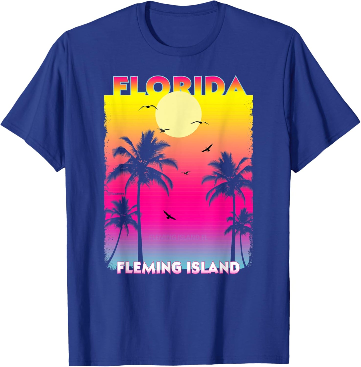 Fleming Island Florida Fl summer vintage Sunset Women Kids T-Shirt - T-Shirt | Royal