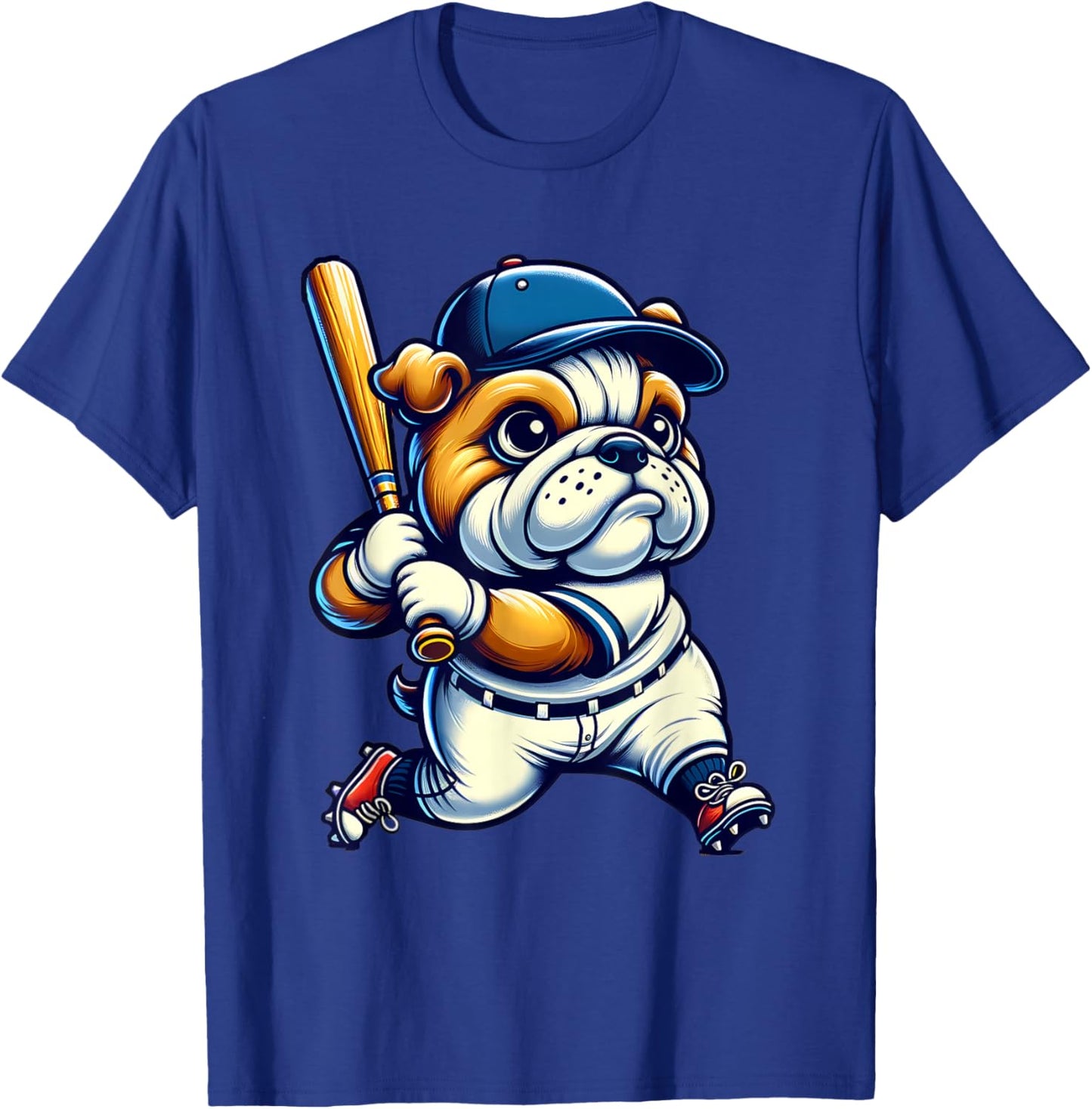 English Bulldog Baseball Player Dog Lover Men Women Kids T-Shirt - T-Shirt | Royal