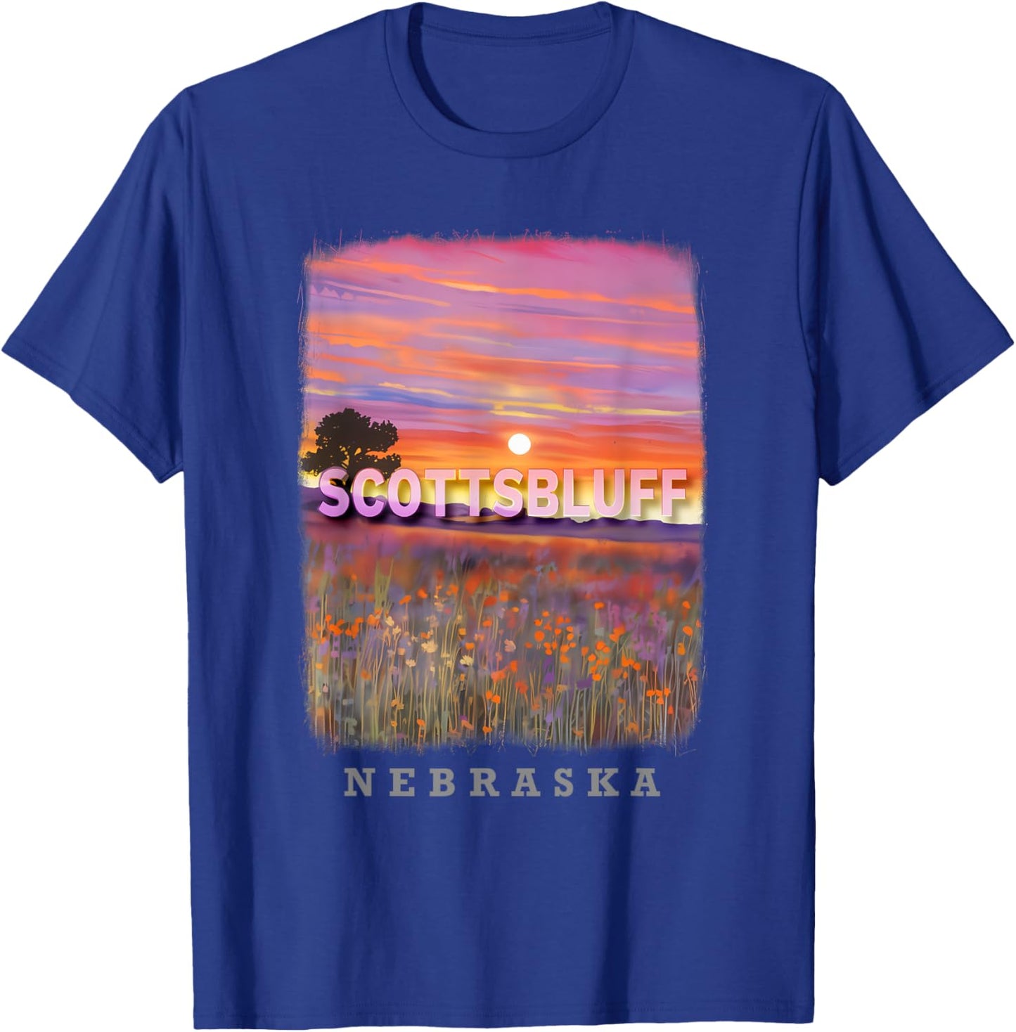Scottsbluff Nebraska NE Prairie Skies SD226 T-Shirt - T-Shirt | Royal
