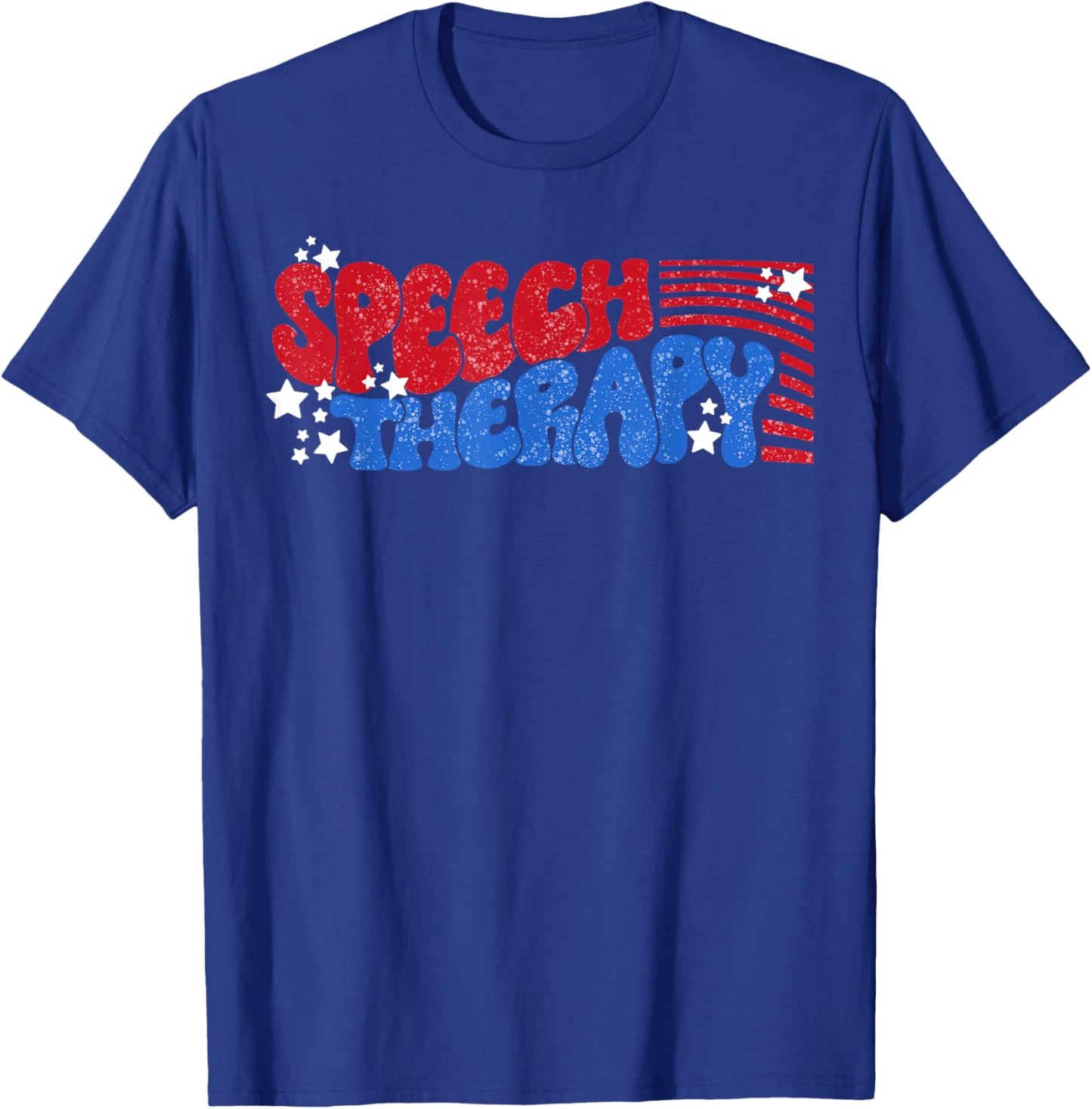 Retro Groovy SLP Speech Therapy Patriotic 4th Of July T-Shirt - T-Shirt | Royal