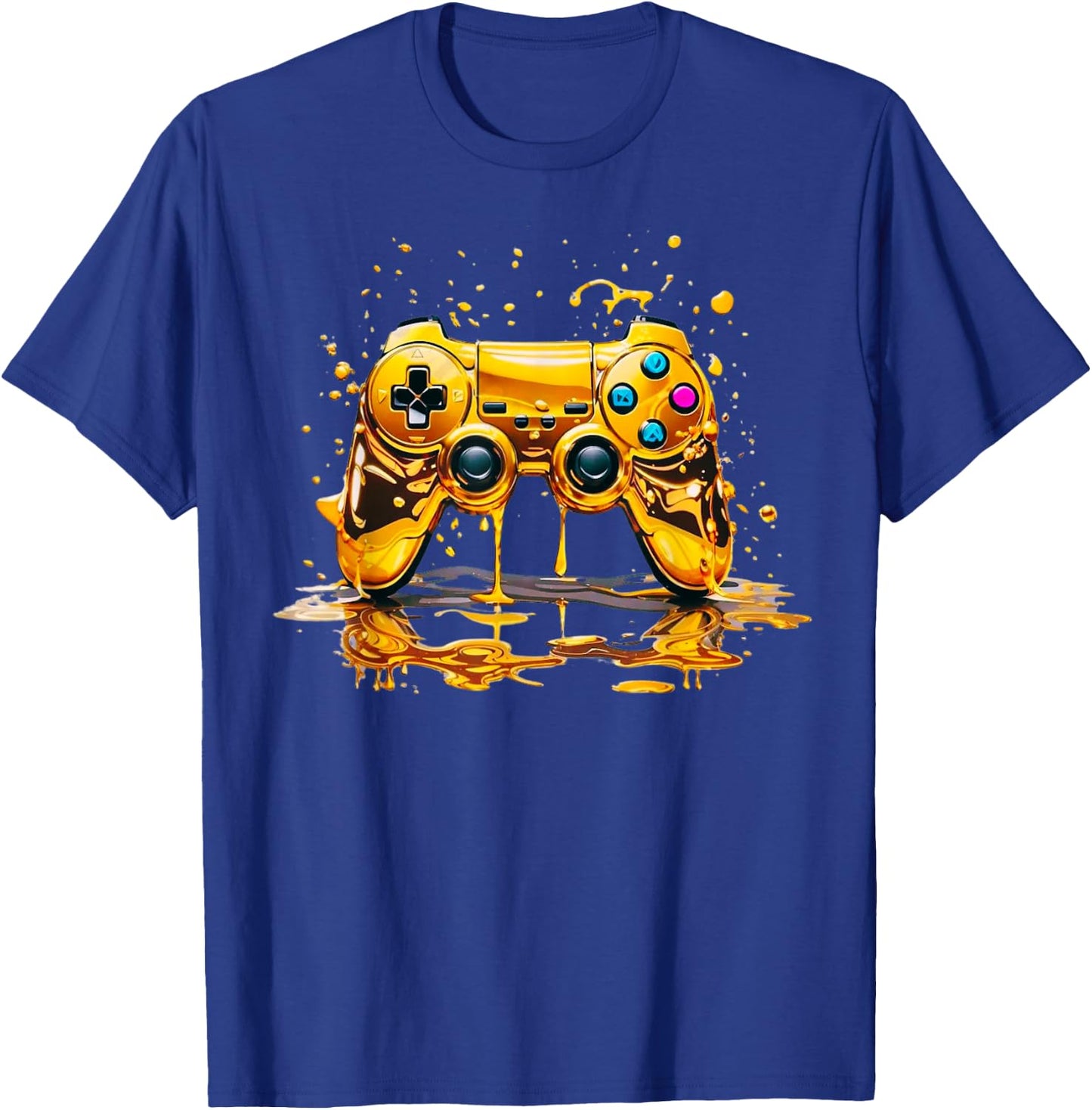 Gold Splash Video Game Controller Golden Gamer Gaming T-Shirt - T-Shirt | Royal
