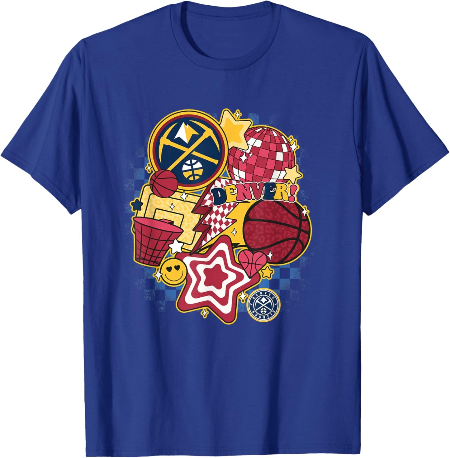 NBA Denver Nuggets Psychedelic Basketball Collage T-Shirt - T-Shirt | Royal