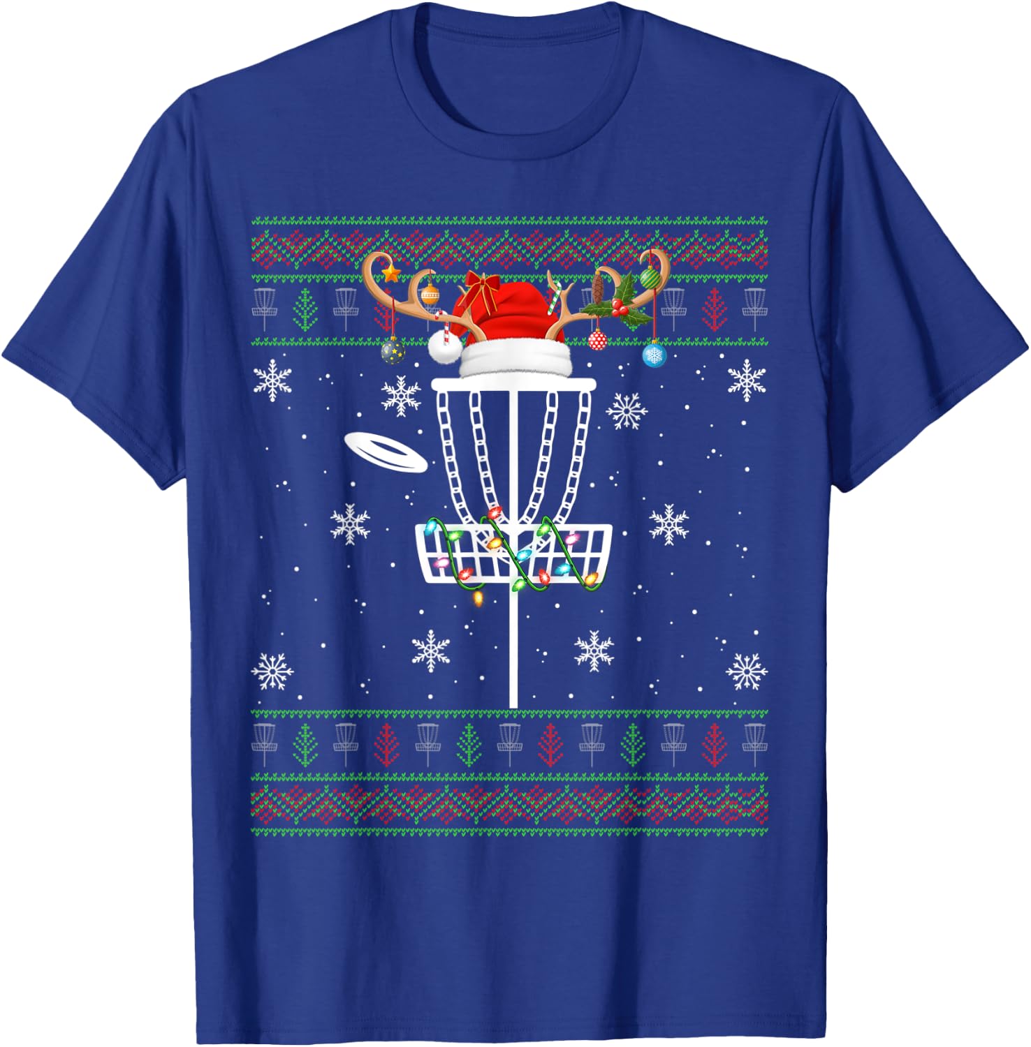Disc Golf Ugly Xmas Lighting Santa Disc Golf Christmas T-Shirt - T-Shirt | Royal