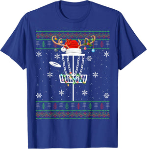 Disc Golf Ugly Xmas Lighting Santa Disc Golf Christmas T-Shirt - T-Shirt | Royal
