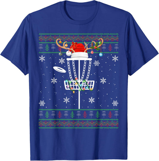 Disc Golf Ugly Xmas Lighting Santa Disc Golf Christmas T-Shirt - T-Shirt | Royal