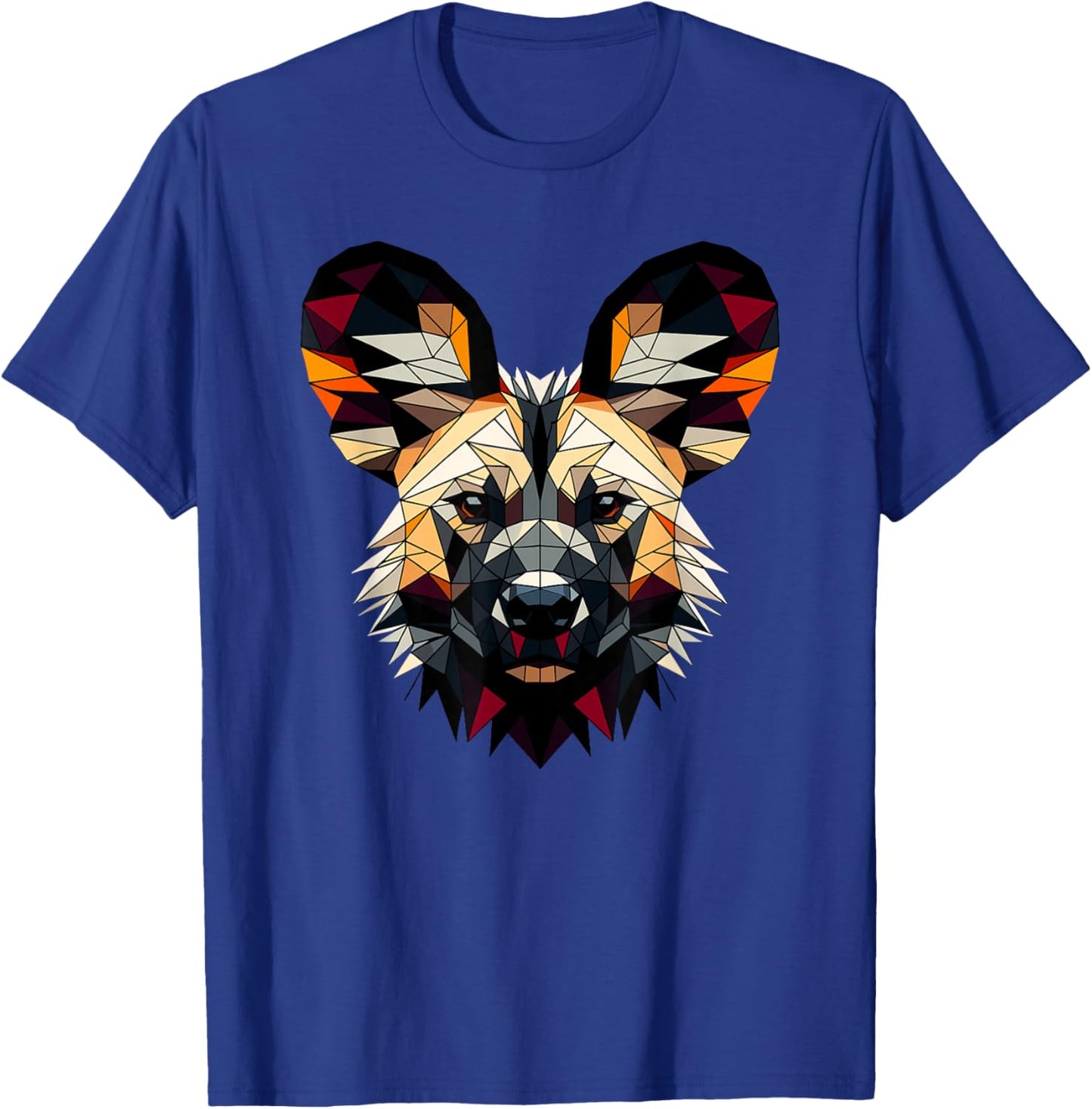 Geometric Art African Wild Dog T-Shirt - T-Shirt | Royal