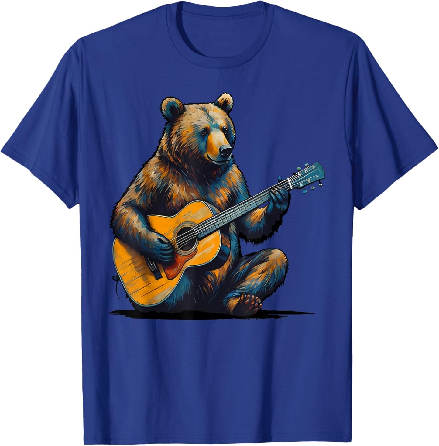Bear Playing Guitar Abstract Funny Guitar Bear Music T-Shirt - T-Shirt | Royal