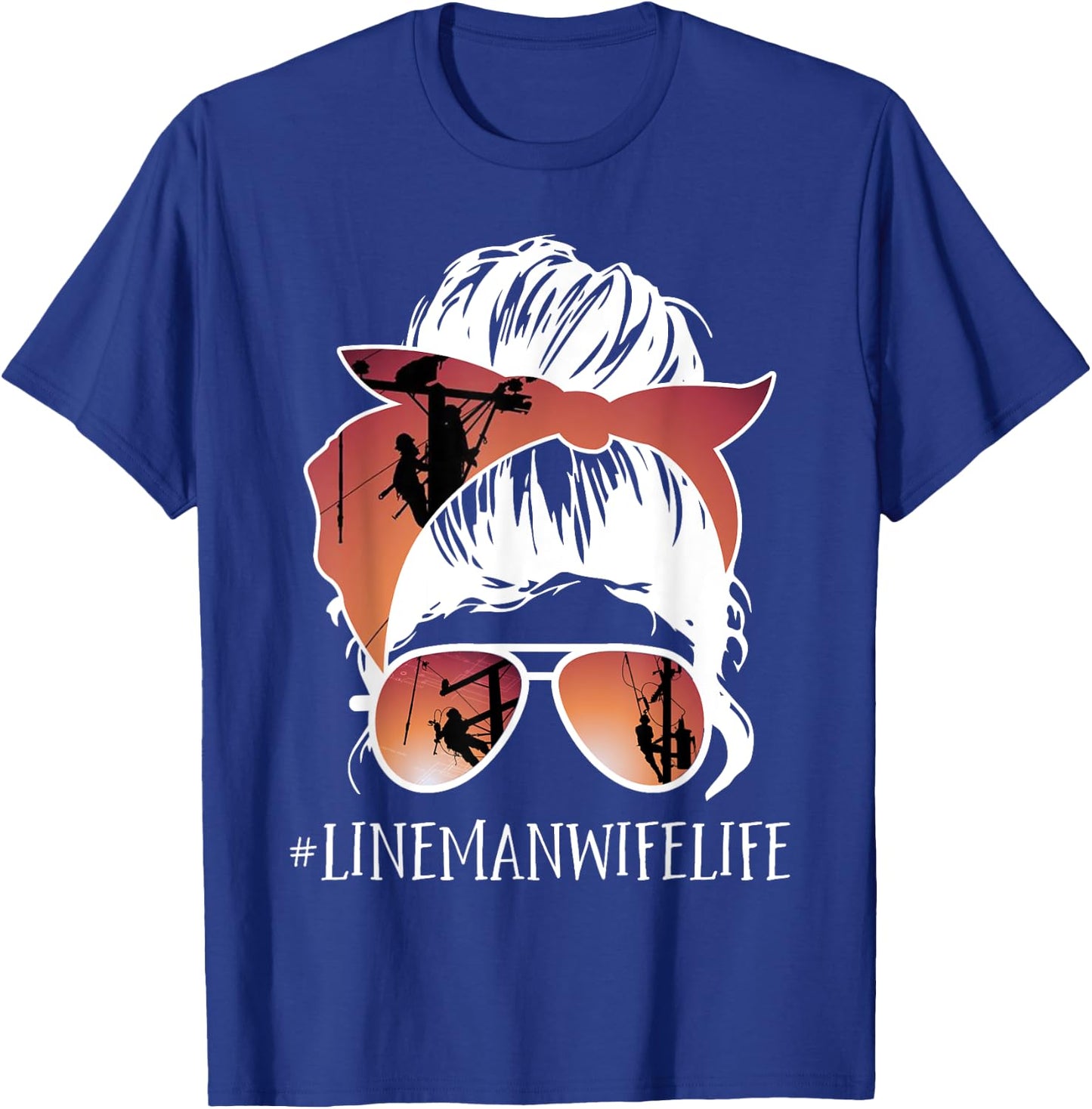 Lineman - Linewife life Cute Lineman wife gift birthday 95 T-Shirt - T-Shirt | Royal