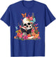 Book Reading Skull Skeleton Flowers Floral Bookish Butterfly T-Shirt - T-Shirt | Royal