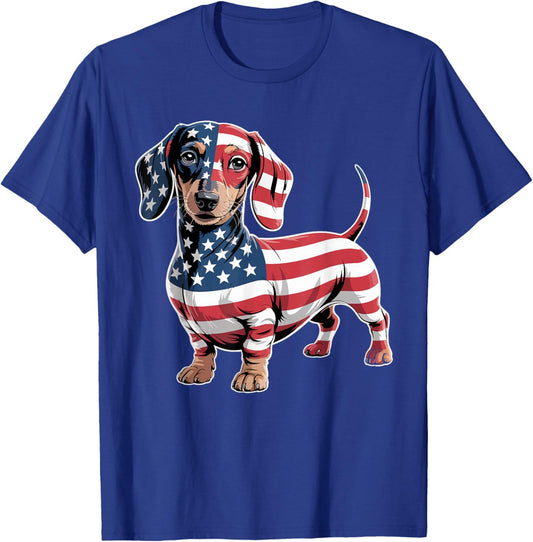 Dachshund Dog 4th of July American Flag Gifts Women T-Shirt - T-Shirt | Royal