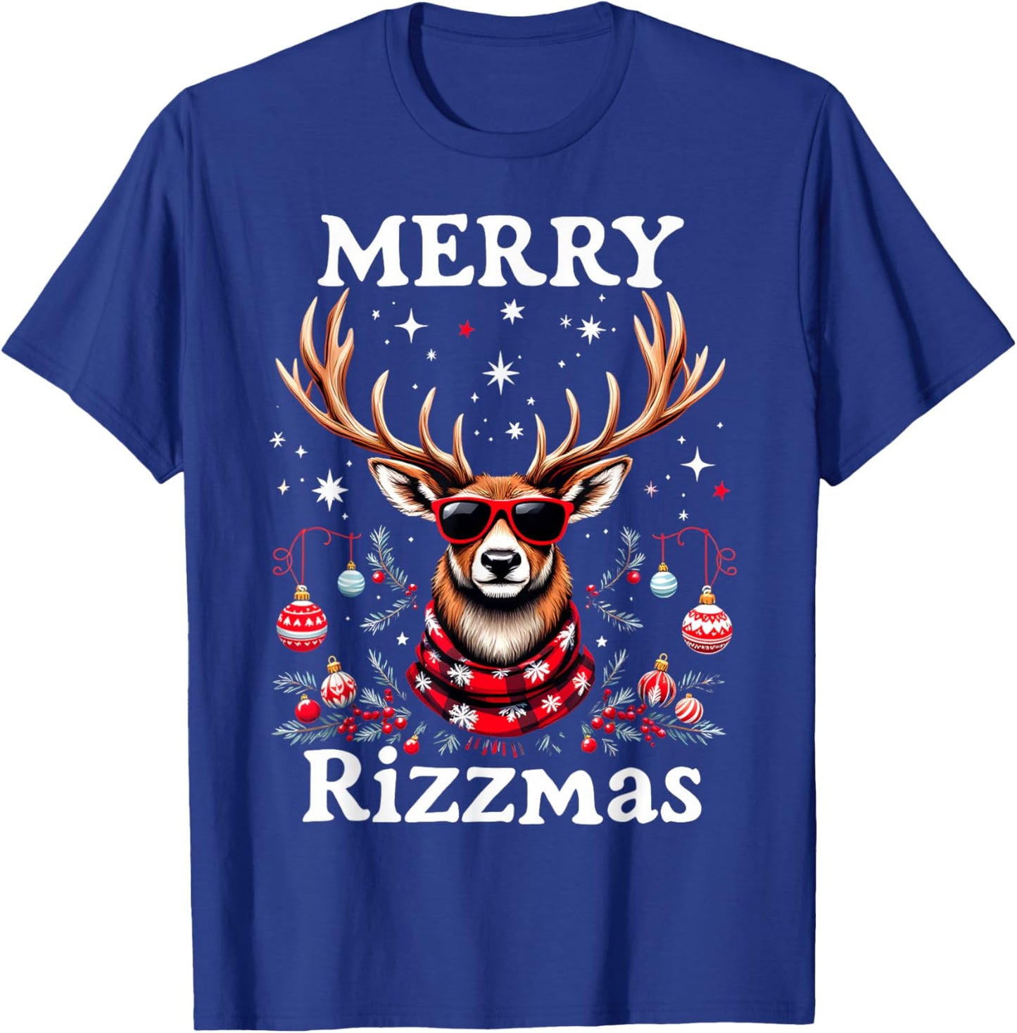 Merry Rizzmas Funny Christmas Reindeer Holiday T-Shirt - T-Shirt | Royal