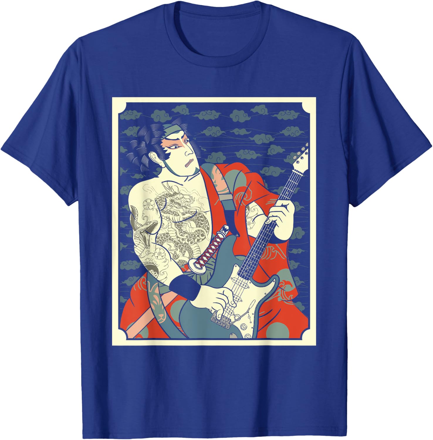 Samurai Musician Bass Guitar Warrior Guitarist Music Lovers T-Shirt - T-Shirt | Royal