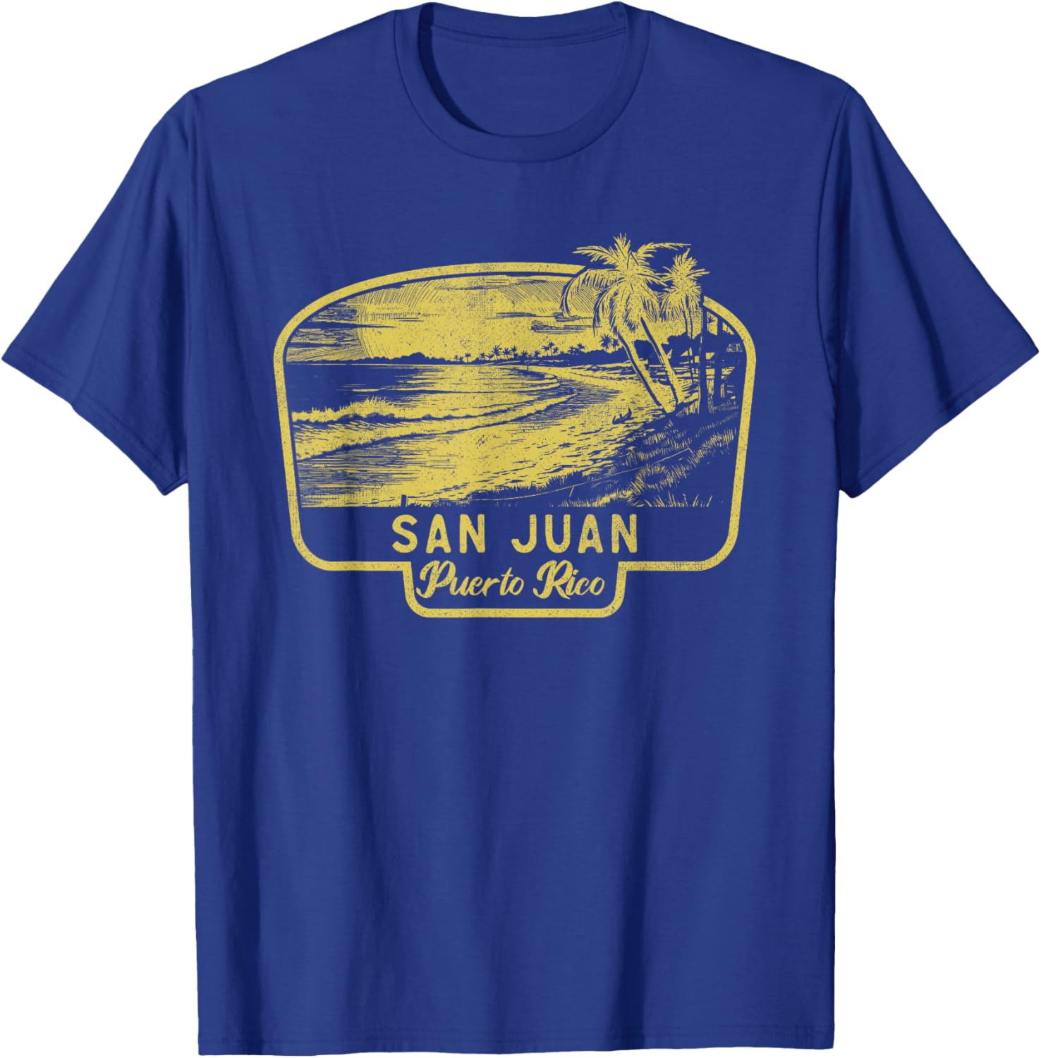 San Juan Puerto Rico Beach Surf Vintage Blue Men Women T-Shirt - T-Shirt | Royal