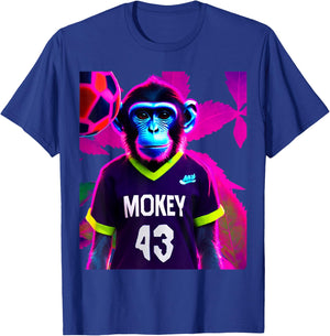 Soccer Monkey Autumn Leaves Led Graphic T-Shirt - T-Shirt | Royal