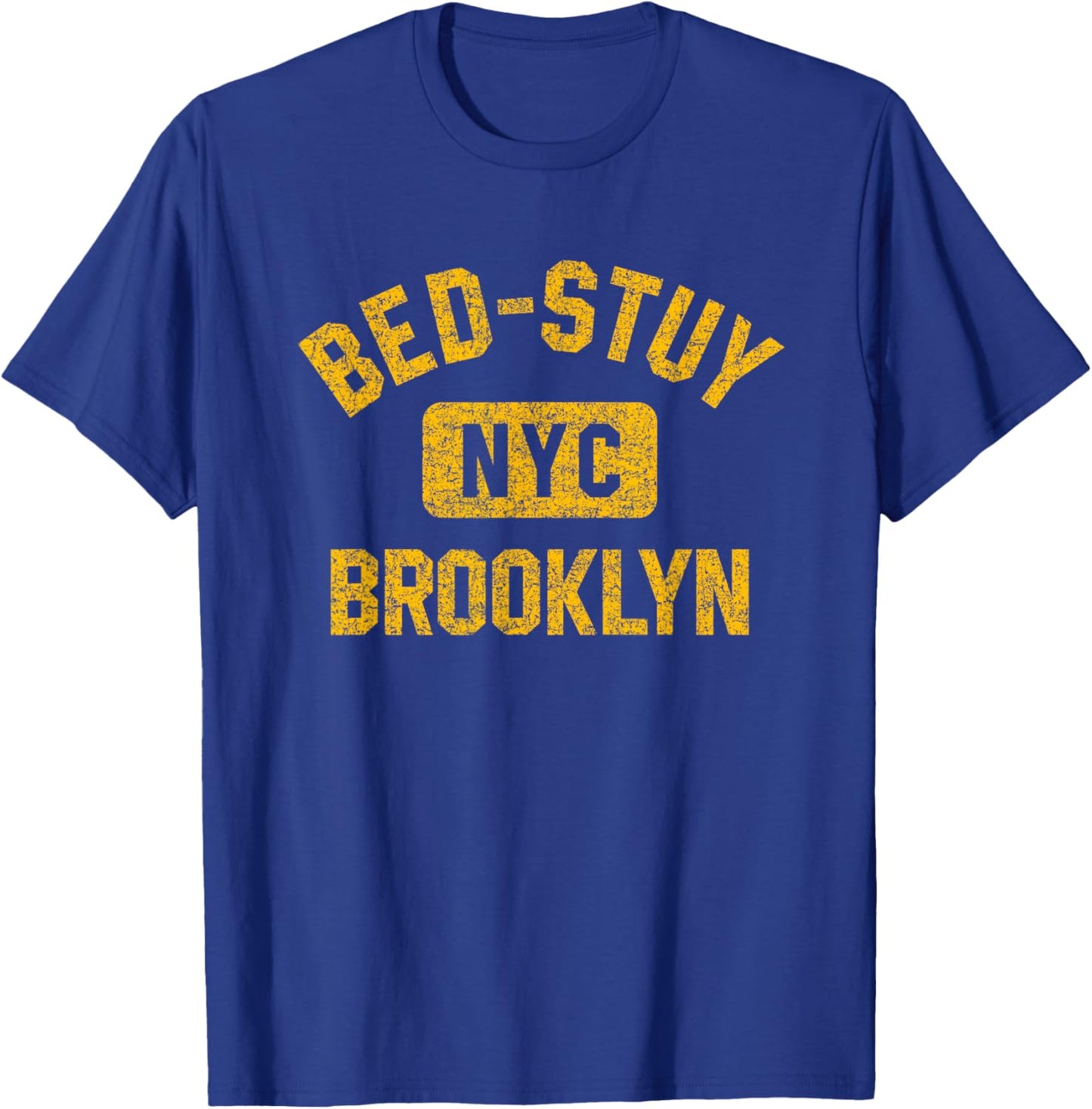 Bed-Stuy Brooklyn NYC Gym Style Distressed Amber Print T-Shirt - T-Shirt | Royal
