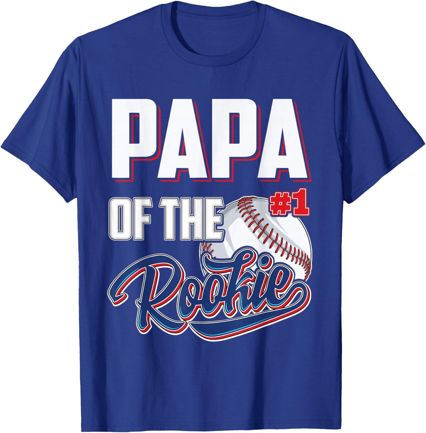 Papa of Rookie 1 Years old Team 1st Birthday Baseball T-Shirt - T-Shirt | Royal