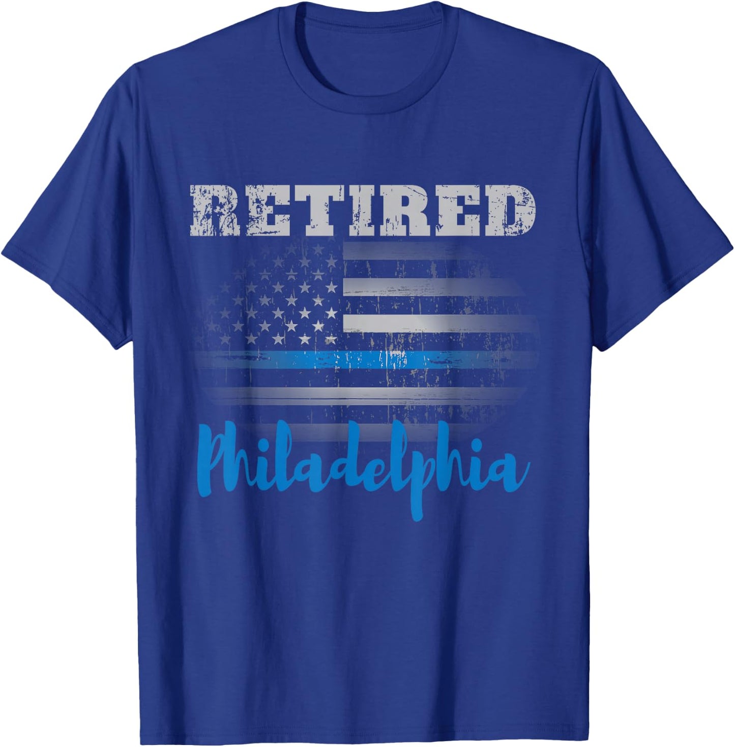 Retired Police Officer Philadelphia American Flag Design Men T-Shirt - T-Shirt | Royal