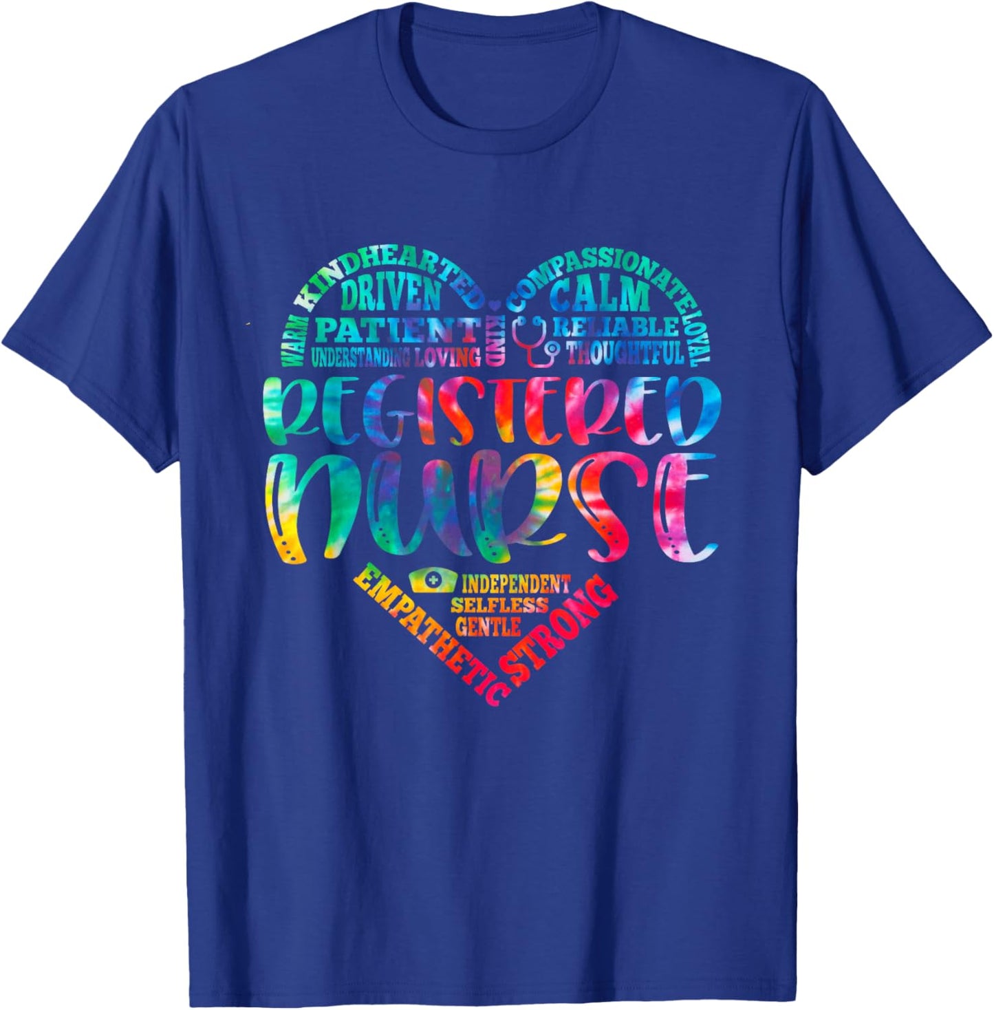 Tie Dye Registered Nurse - RN Nursing Heart Nurse Day Week T-Shirt - T-Shirt | Royal
