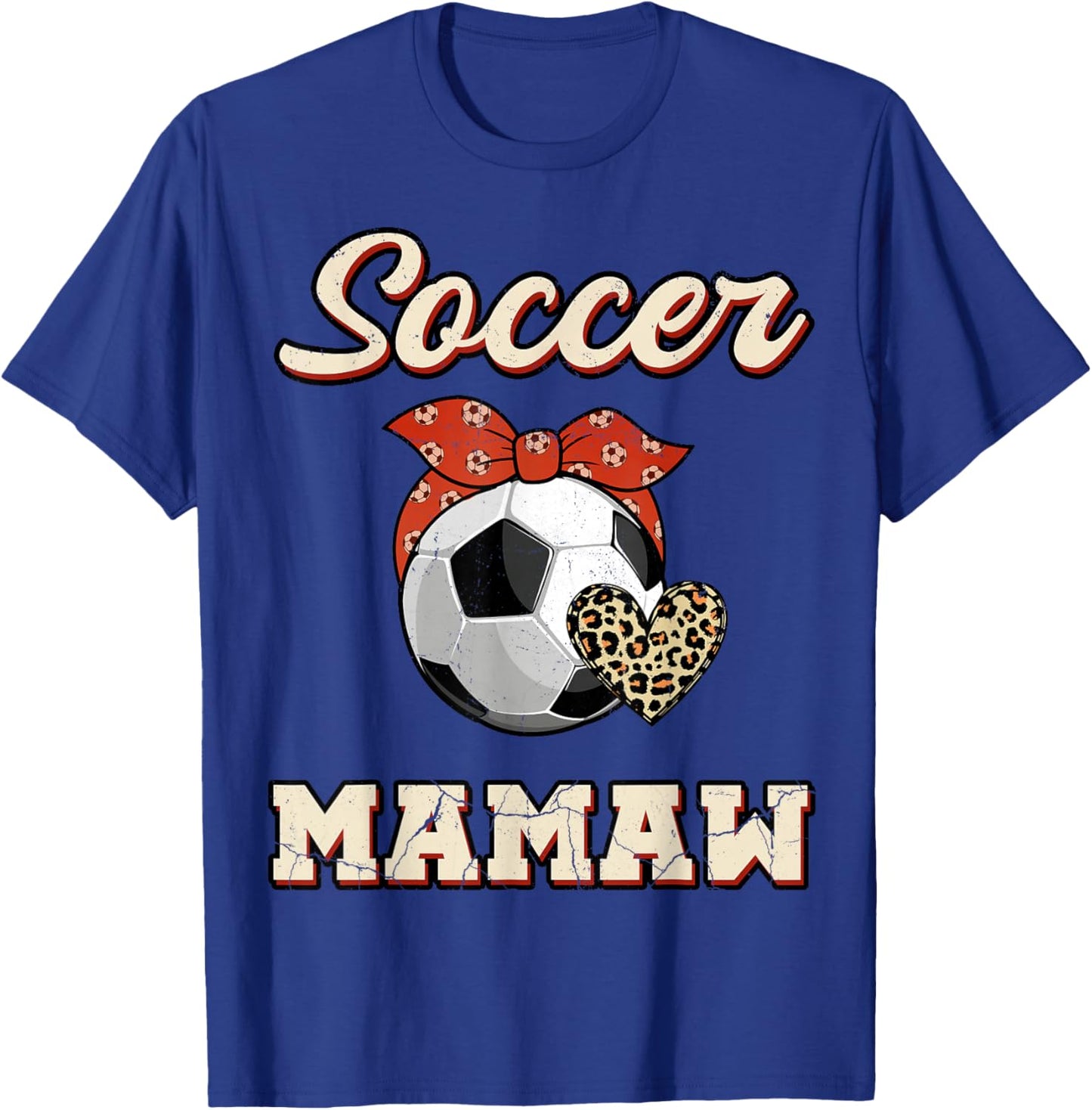 Soccer Mamaw Bandana Leopard Heart Fans Mother's Day T-Shirt - T-Shirt | Royal