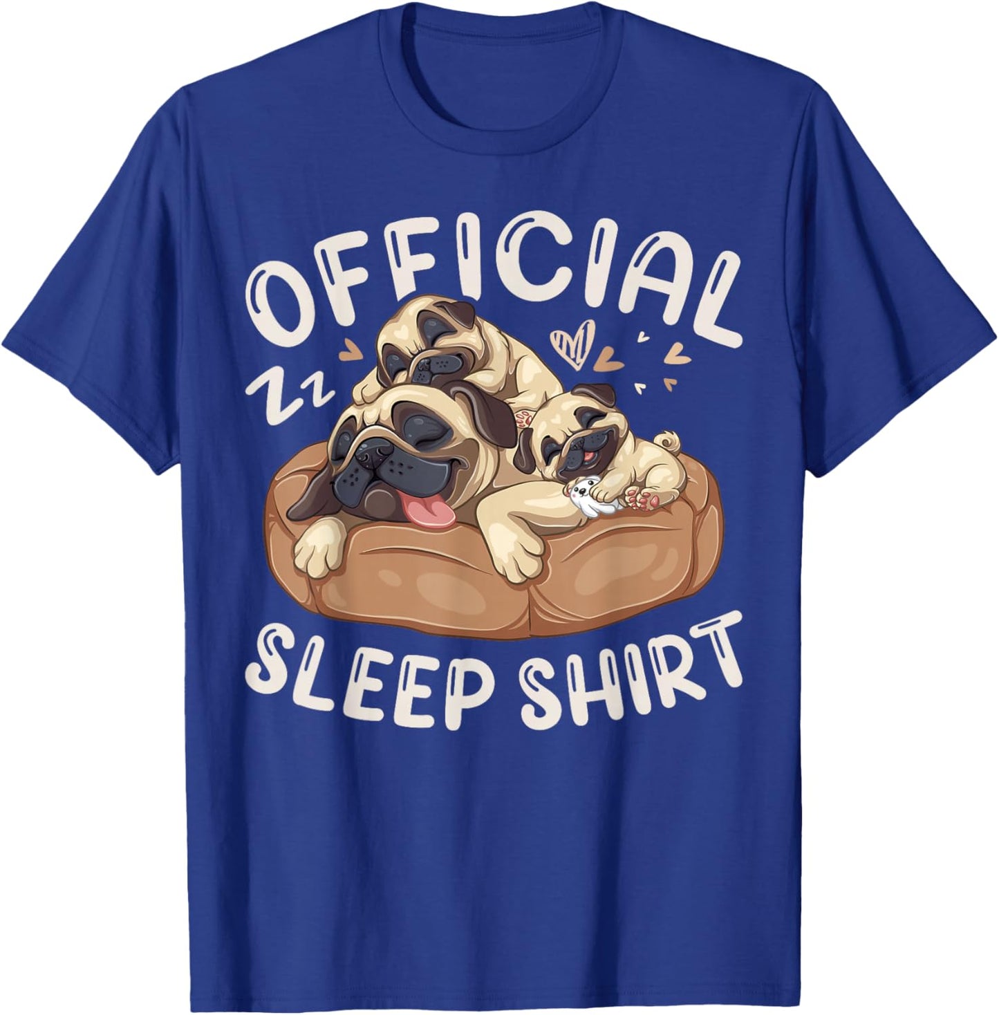 Official Sleep Shirt, Pug Dog with 2 Puppies T-Shirt - T-Shirt | Royal