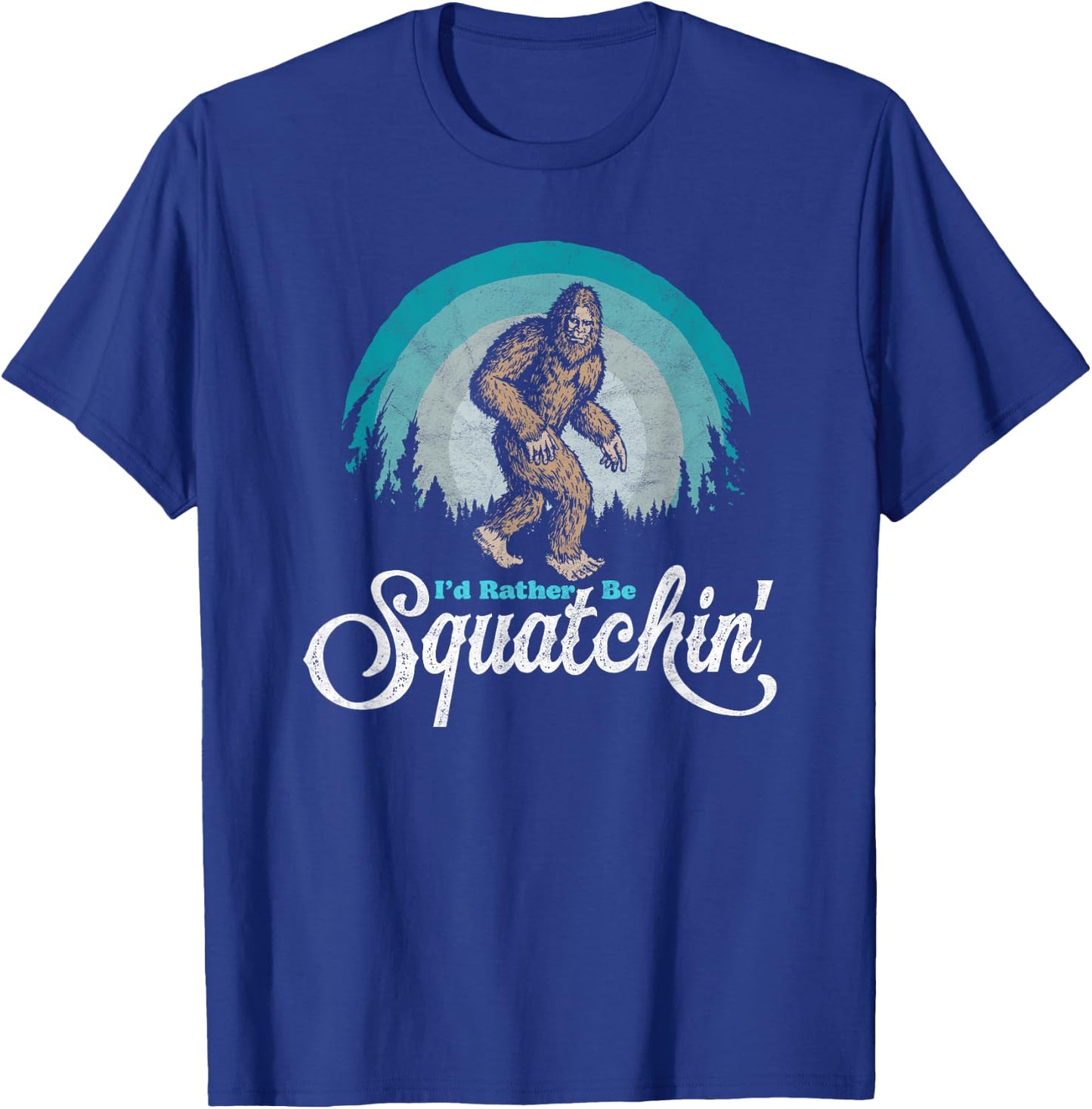 I'd Rather be Squatchin' Vintage Funny Bigfoot 80s Sasquatch T-Shirt - T-Shirt | Royal