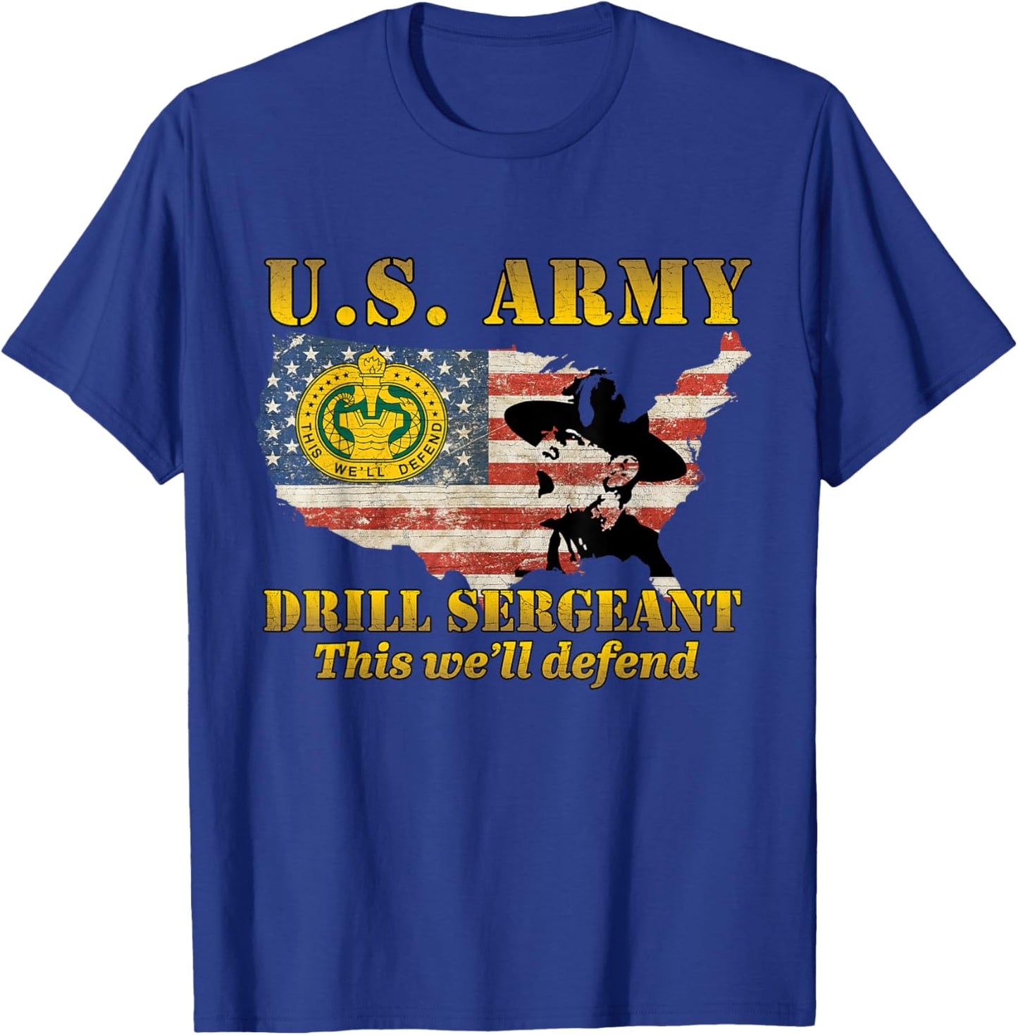 Us Army Drill Sergeant Military Drill American Flag Gifts Men T-Shirt - T-Shirt | Royal