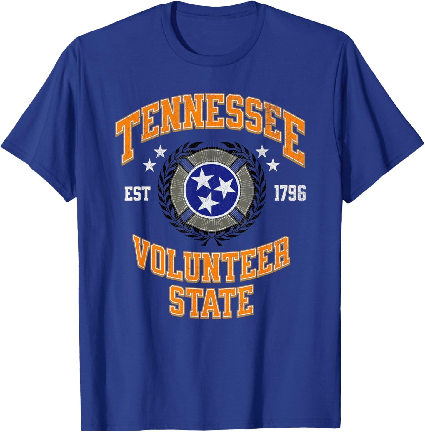Vintage Tennessee Volunteer State Tri Star Flag T-Shirt - T-Shirt | Royal