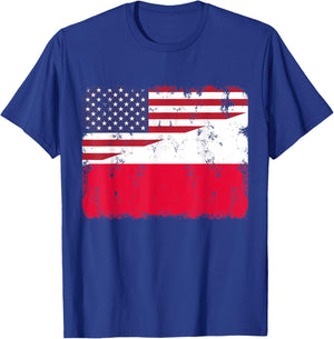 Poland Polska Polish American Flag Pride Heritage T-Shirt - T-Shirt | Royal