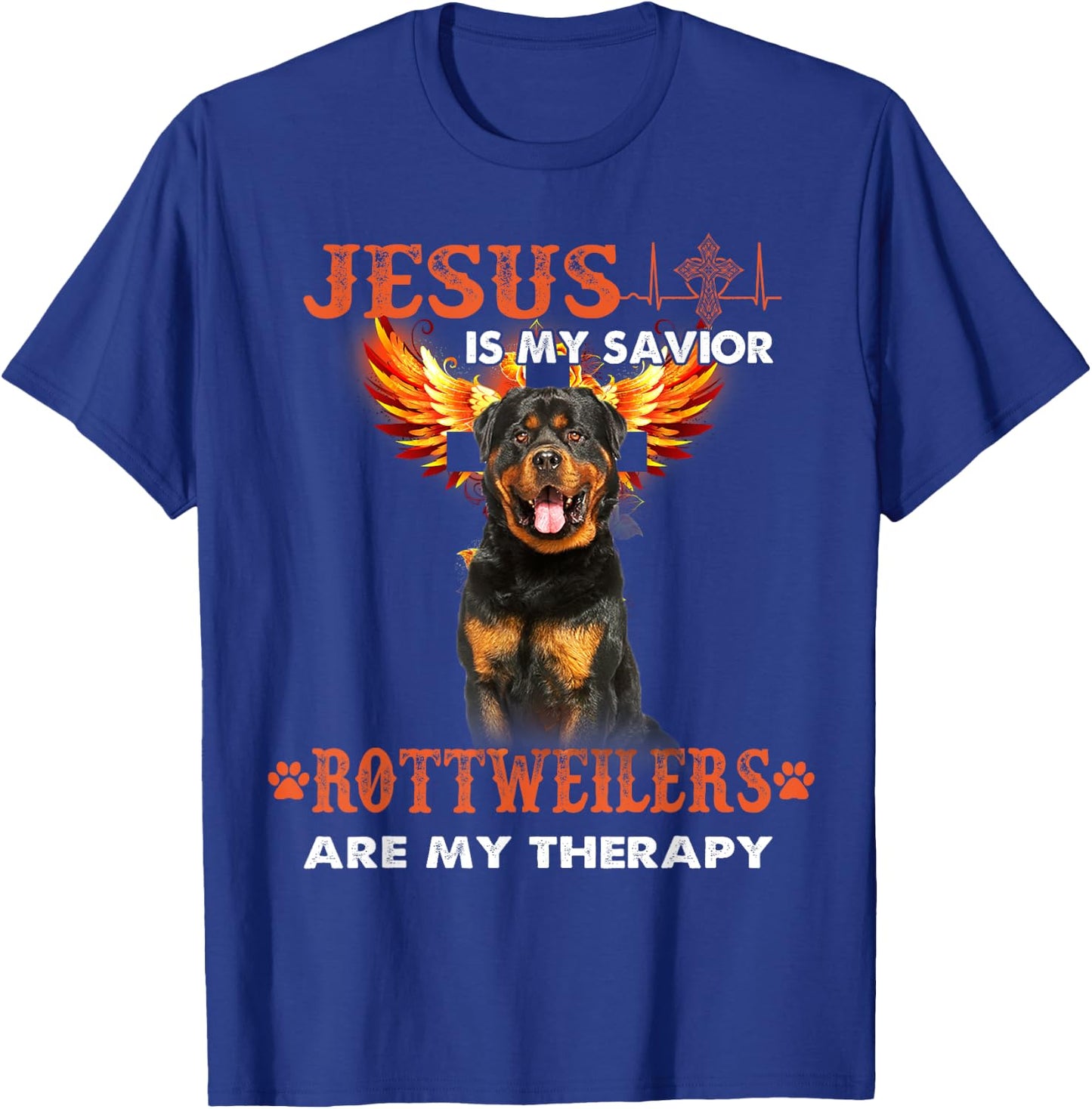 Jesus Is My Savior Rottweilers Are My Therapy Christian T-Shirt - T-Shirt | Royal