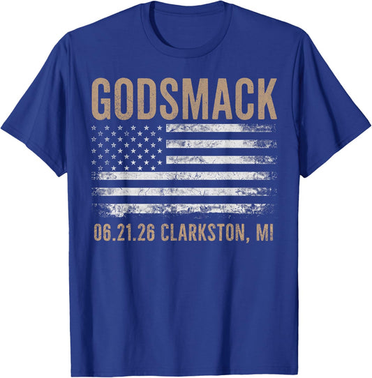 Godsmack The Rise of Rock 2026 Clarkston T-Shirt - T-Shirt | Royal