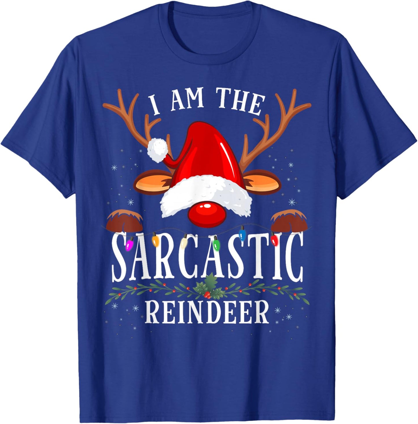 99 Gifts I Am The Sarcastic Reindeer -Adults Black Cotton Polyester Christmas Holiday Reindeer T-Shirt - T-Shirt | Royal