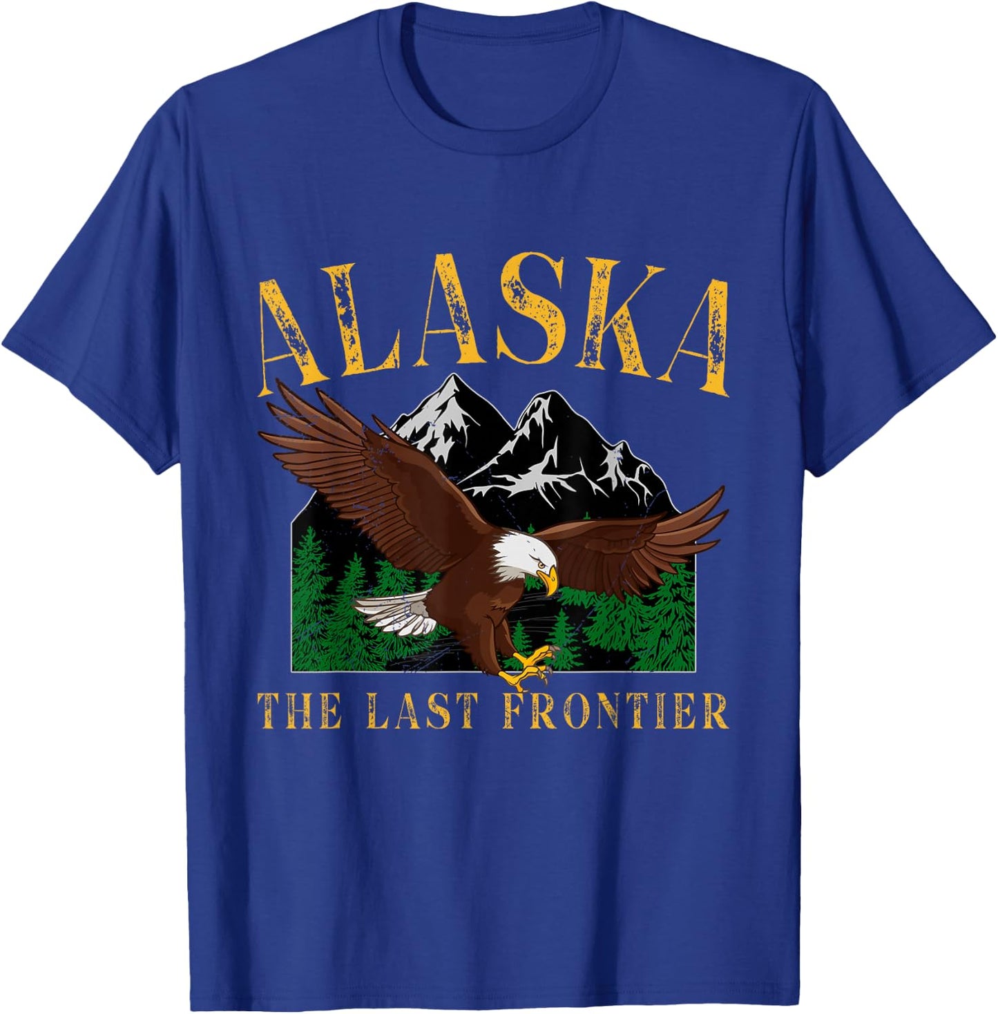 Vintage Alaska Mountain The Last Frontier Eagle Alaska Lover T-Shirt - T-Shirt | Royal