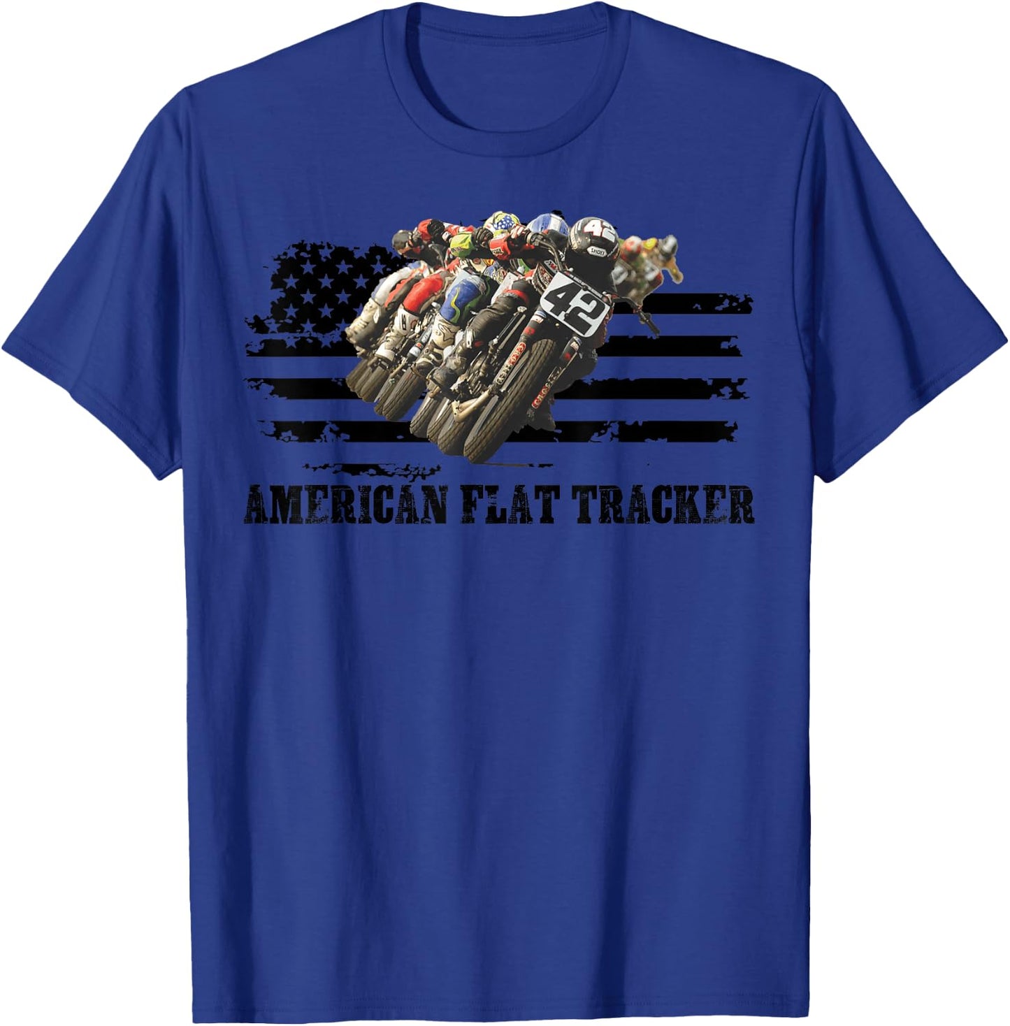 American Flat Tracker Men Women Adults Teens Boys Girls T-Shirt - T-Shirt | Royal