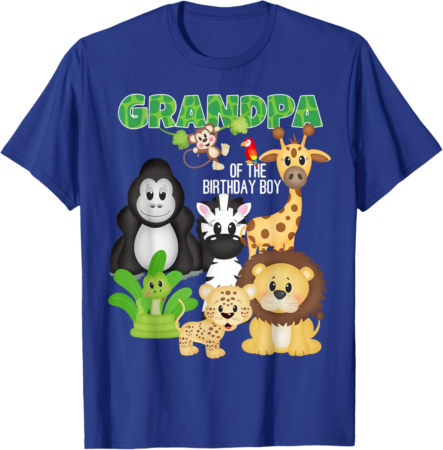 Grandpa Of The Birthday Boy Jungle Safari Zoo Theme Party T-Shirt - T-Shirt | Royal