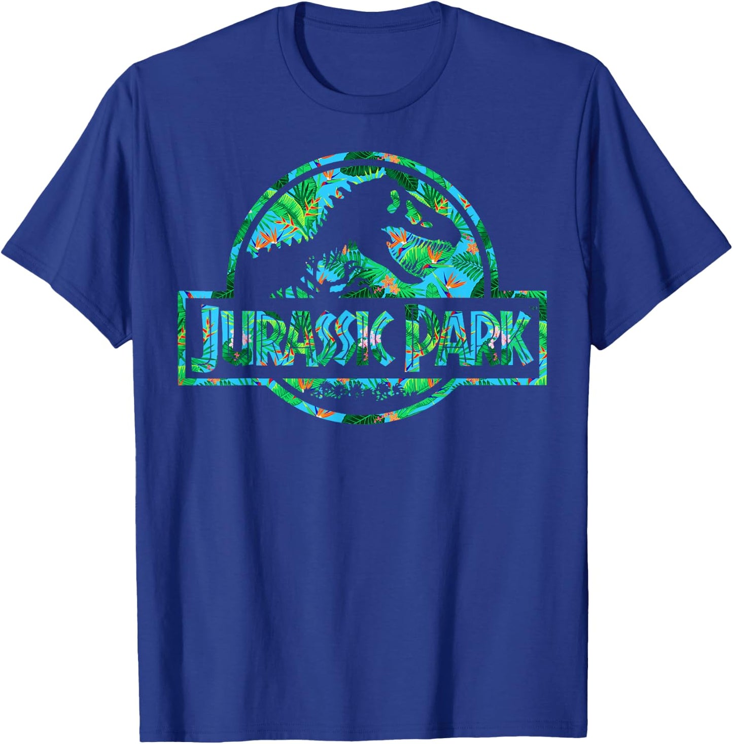 Jurassic Park Tropical Tree Fill Fossil Logo Small T-Shirt - T-Shirt | Royal