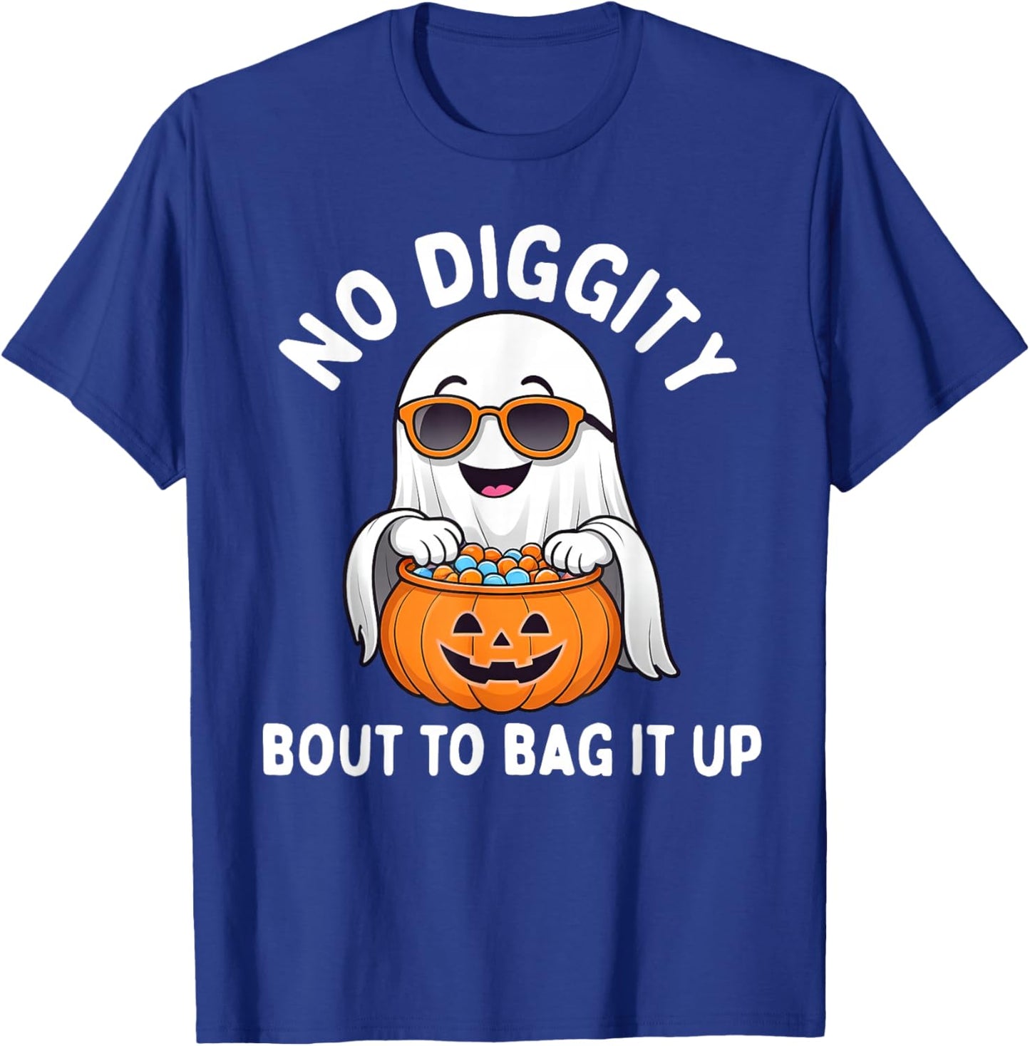 Halloween Ghost No Diggity Bout to Bag it Up Toddler Boys T-Shirt - T-Shirt | Royal