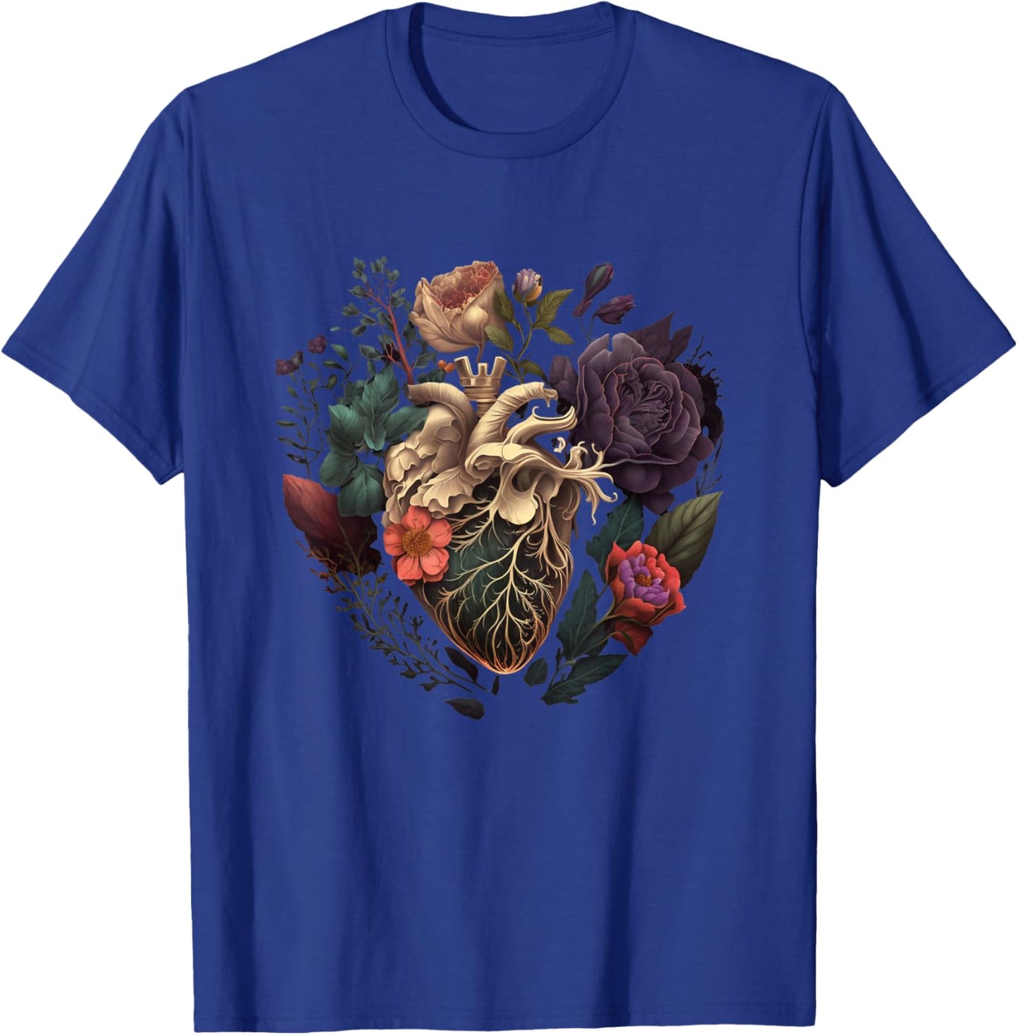 Anatomical Heart and Flowers for Your Love T-Shirt - T-Shirt | Royal
