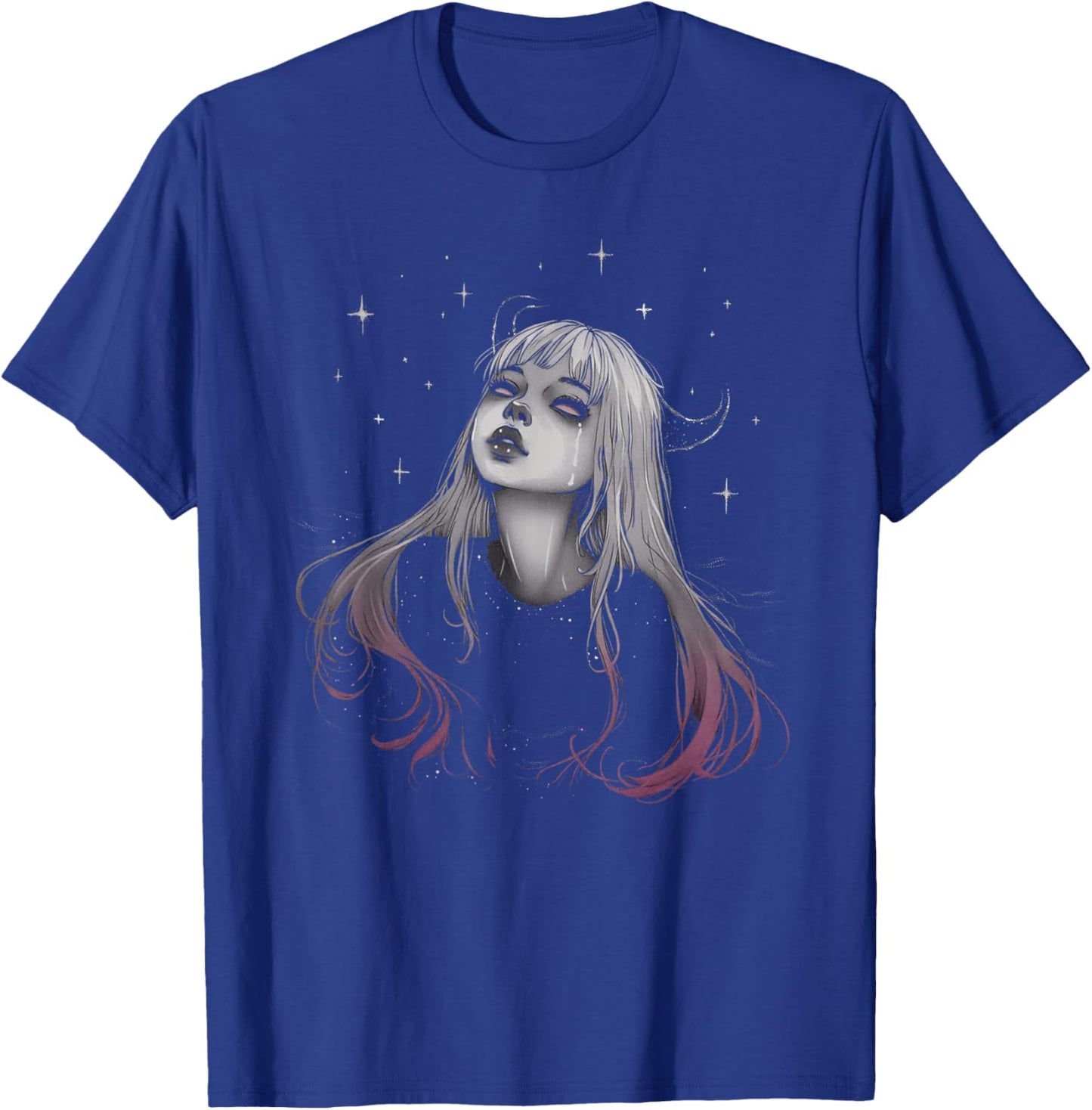 Sad Girl Demon Stars Pastel Goth Alt Pink Crying Aesthetic T-Shirt - T-Shirt | Royal