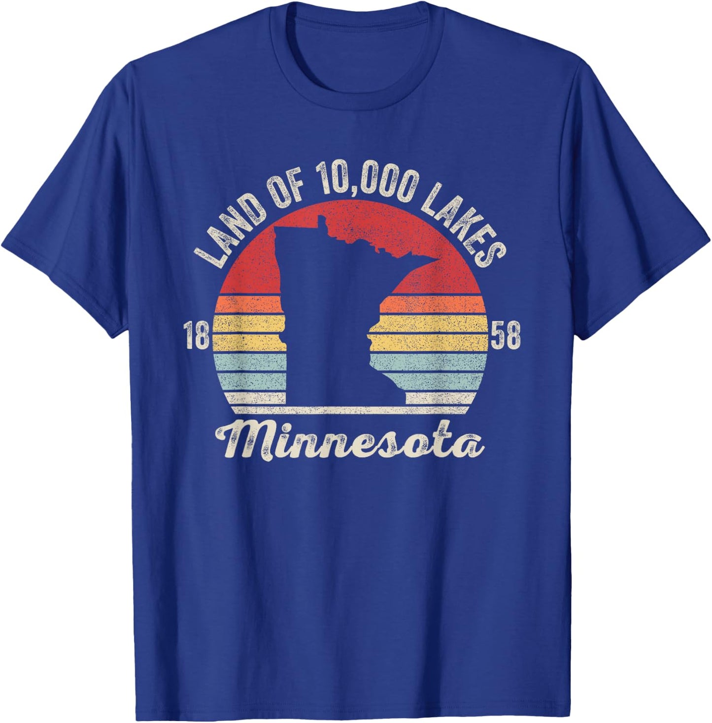 Catch Some Rays Vintage Retro Land of 10,000 Lakes 1858 Minnesota T-Shirt - T-Shirt | Royal