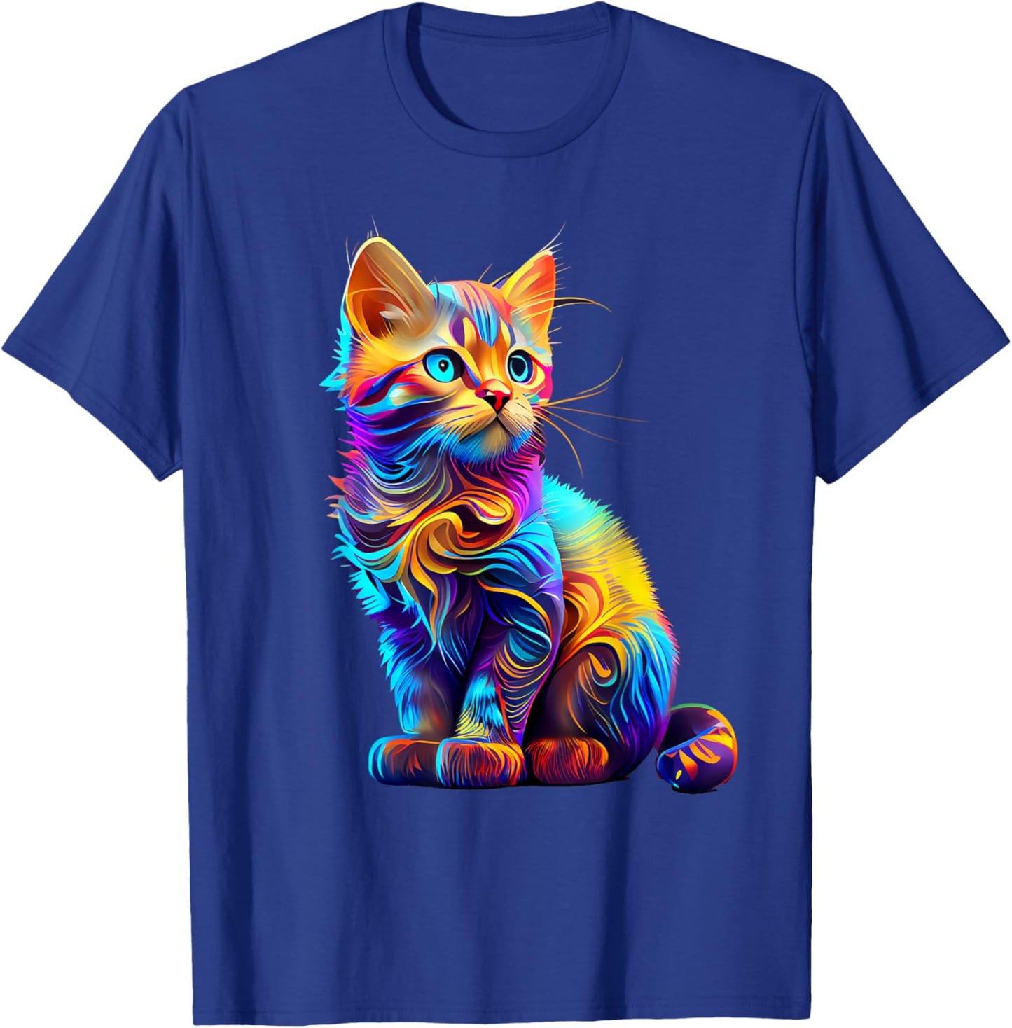 Cute Cat for Kids Kitten Lovers Colorful Art Kitty Adoption T-Shirt - T-Shirt | Royal