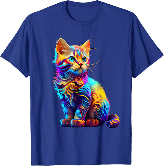 Cute Cat for Kids Kitten Lovers Colorful Art Kitty Adoption T-Shirt - T-Shirt | Royal