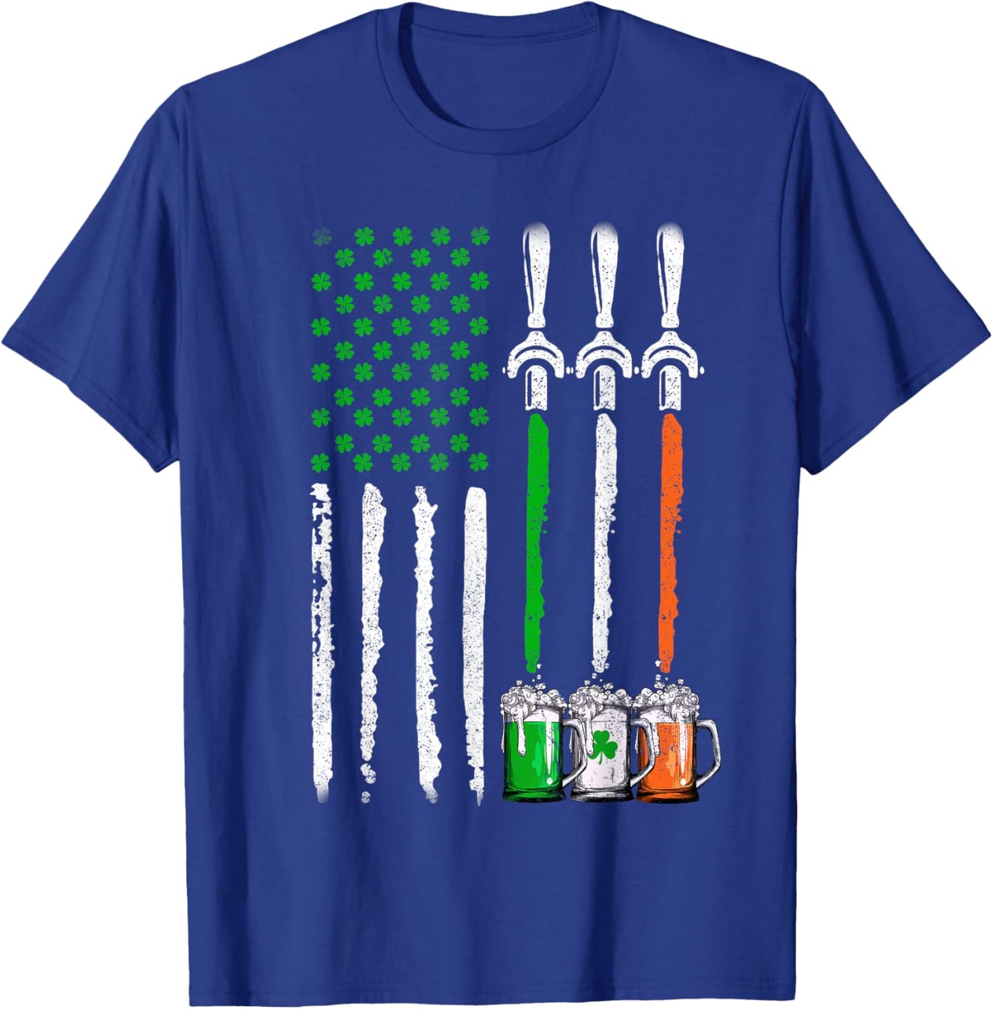Irish Beer Ireland American Flag St Patricks Day Men Women T-Shirt - T-Shirt | Royal