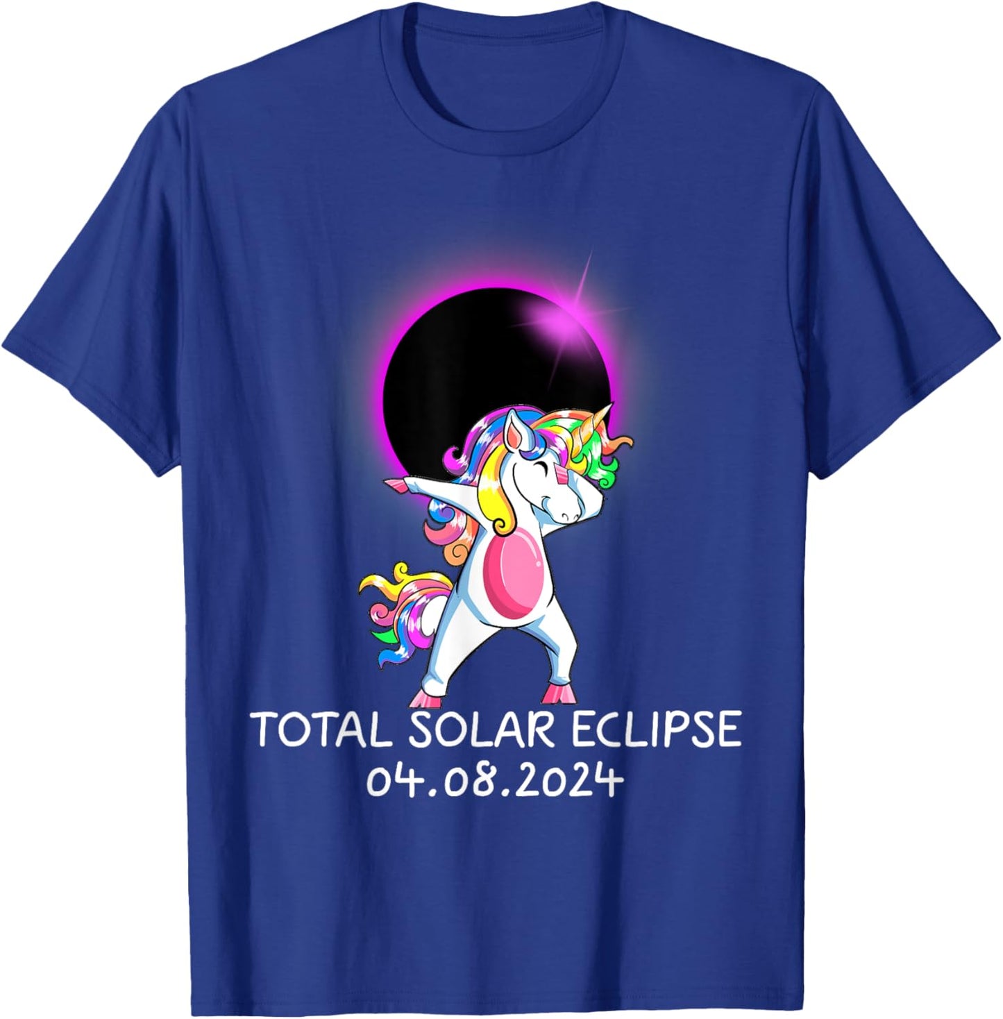 Dabbing Unicorn USA Total Solar Eclipse April 8, 2024 T-Shirt - T-Shirt | Royal